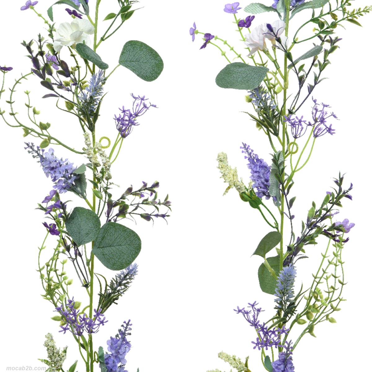 Ghirlanda decorativa in plastica in due colori assortiti lilla e porpora. Misure: 8x8 x h.180cm. 