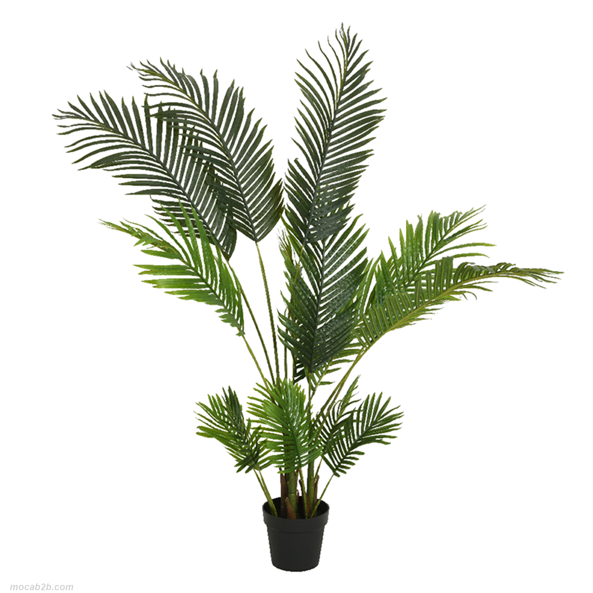 Pianta palma verde in plastica decorativa in vaso di plastica. Dimensioni: diametro 90 h. 150cm. 