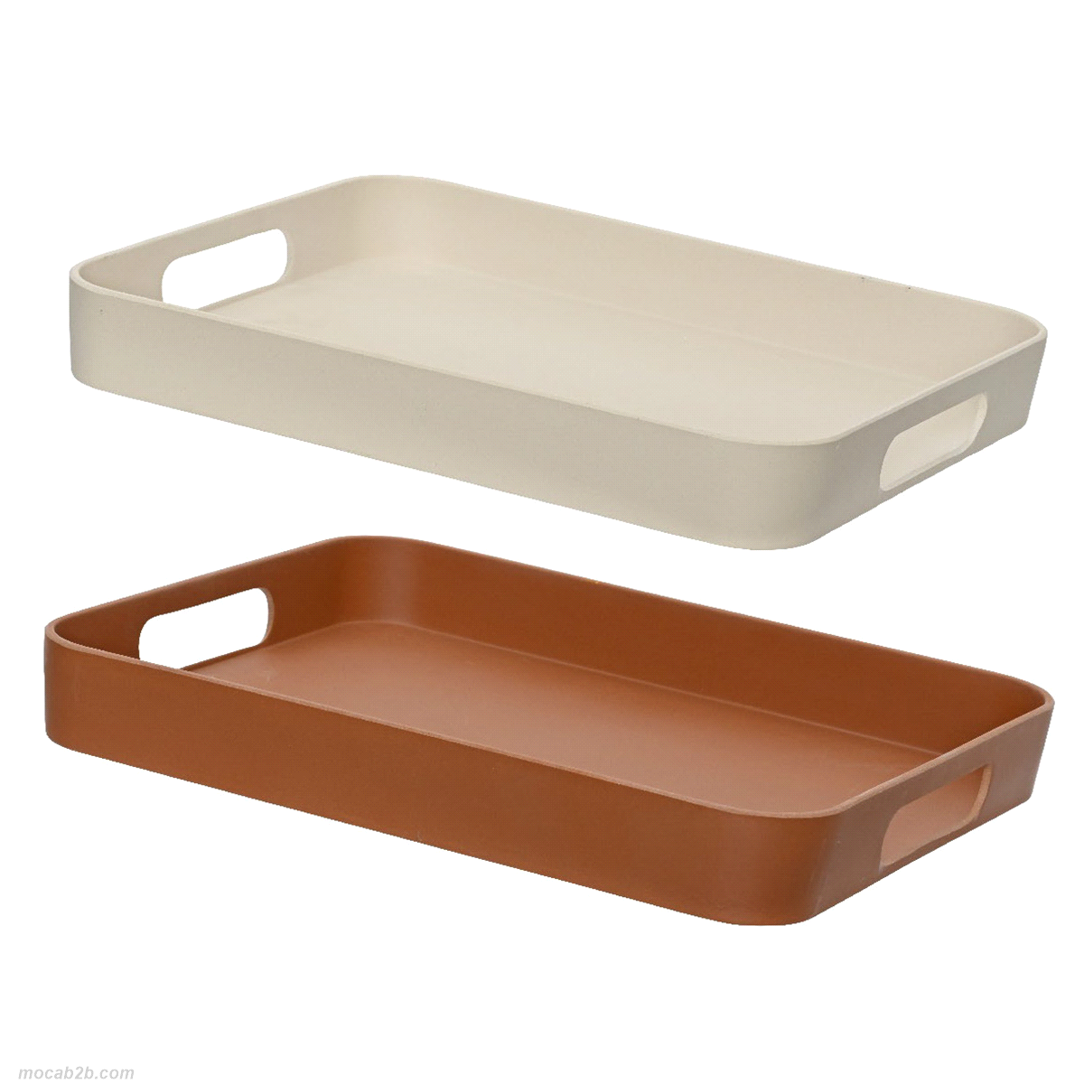 Vassoio in bamboo in due colori assortiti avorio e terracotta. Dimensioni: 33,5x26 h. 4,5cm. 