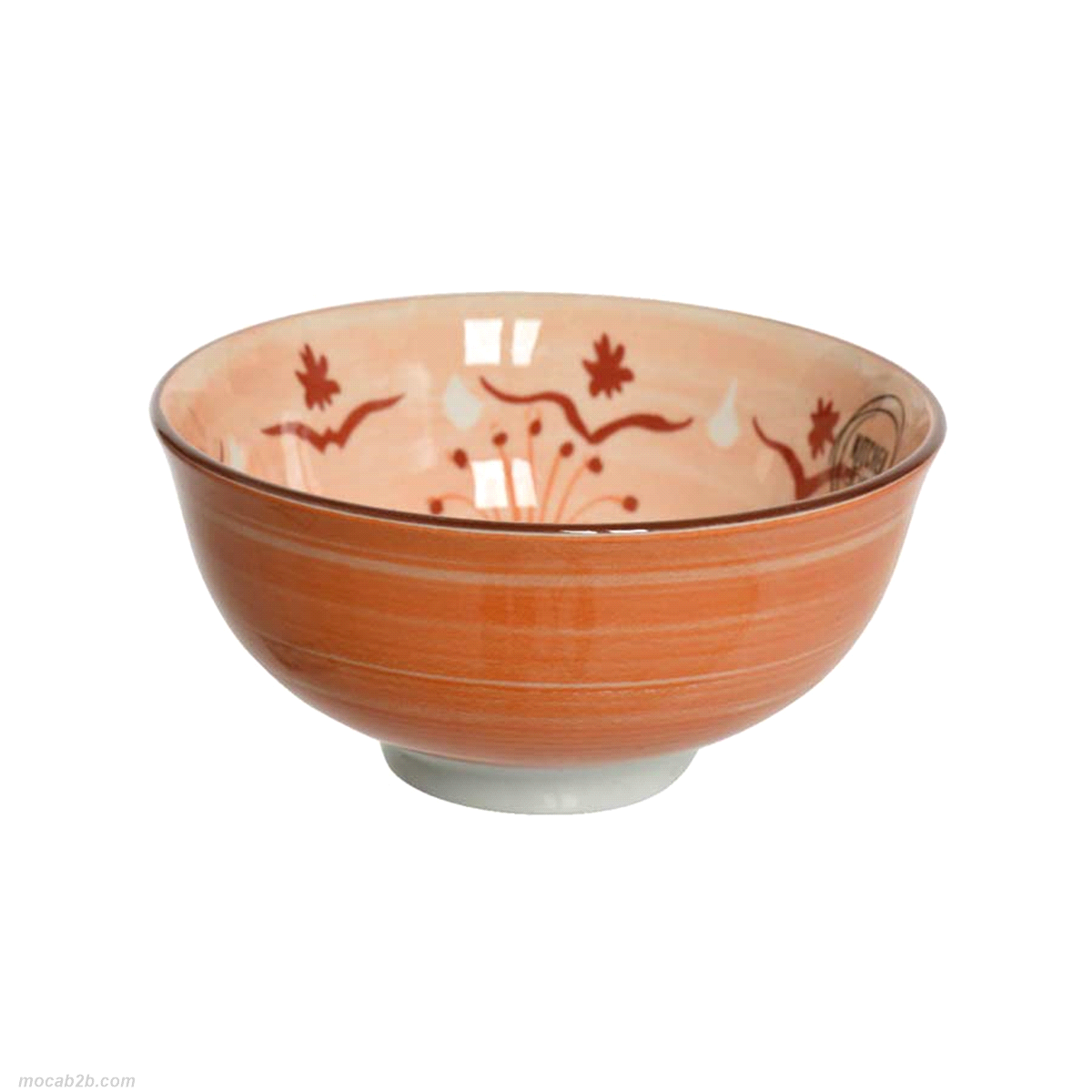 Bowl in porcellana con decalcomania floreale arancione. Misure: diametro 11,6 h.5,7cm. 