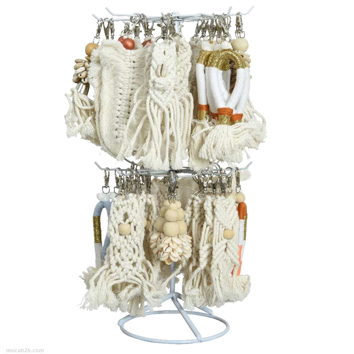 Addobbi bianchi/colorati assortiti in macramè di cotone. Misure: 0,5x4 h.10cm. 