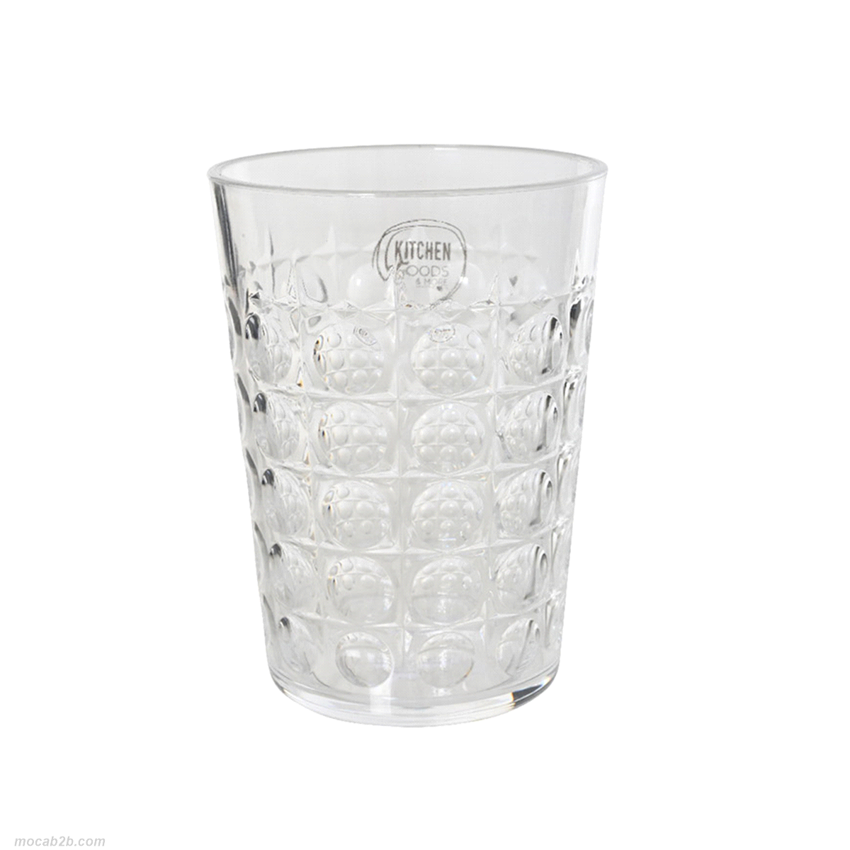 Bicchiere trasparente modello a bolle. Dimensioni: @8,4 xh. 12cm. 