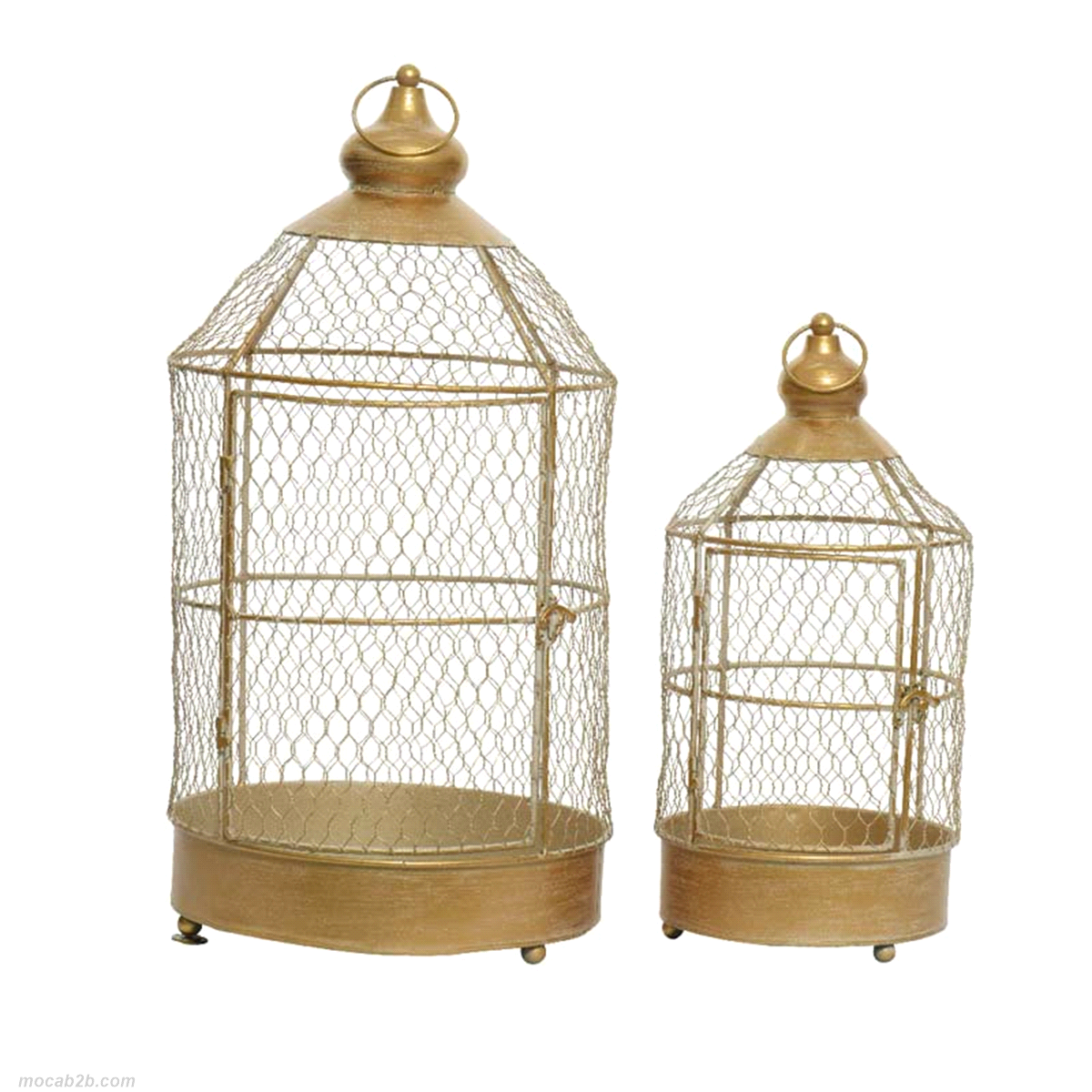 Set 2 gabbie colore oro a nido d