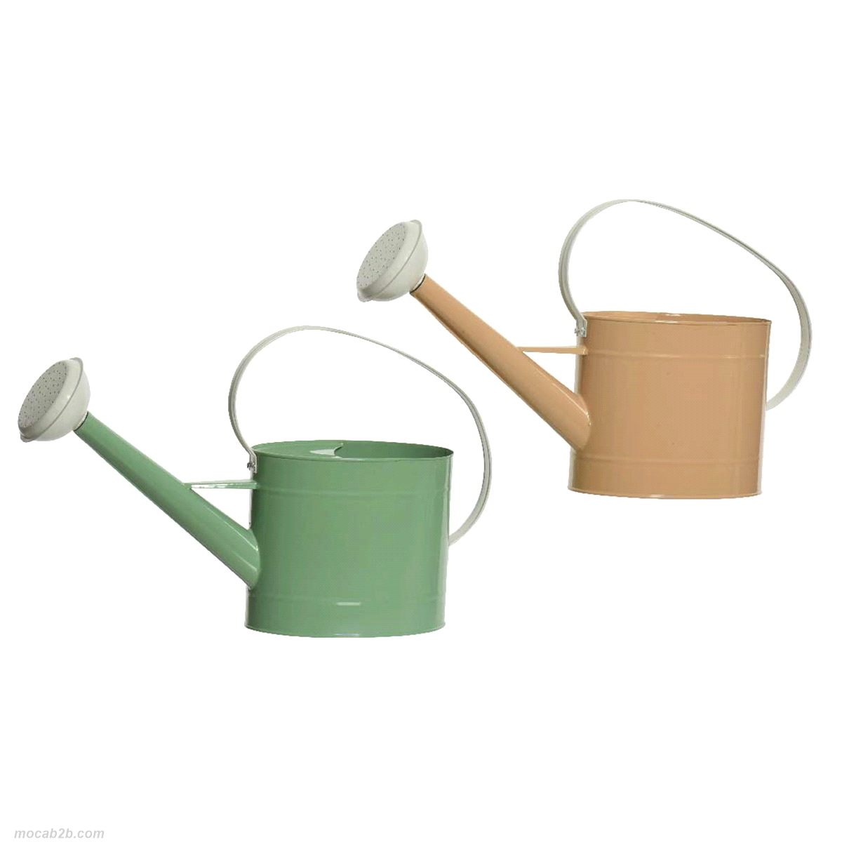 Innaffiatoio zinzato in 2 colori brillanti verde e terracotta. Misure: 50x15 h.30cm. 