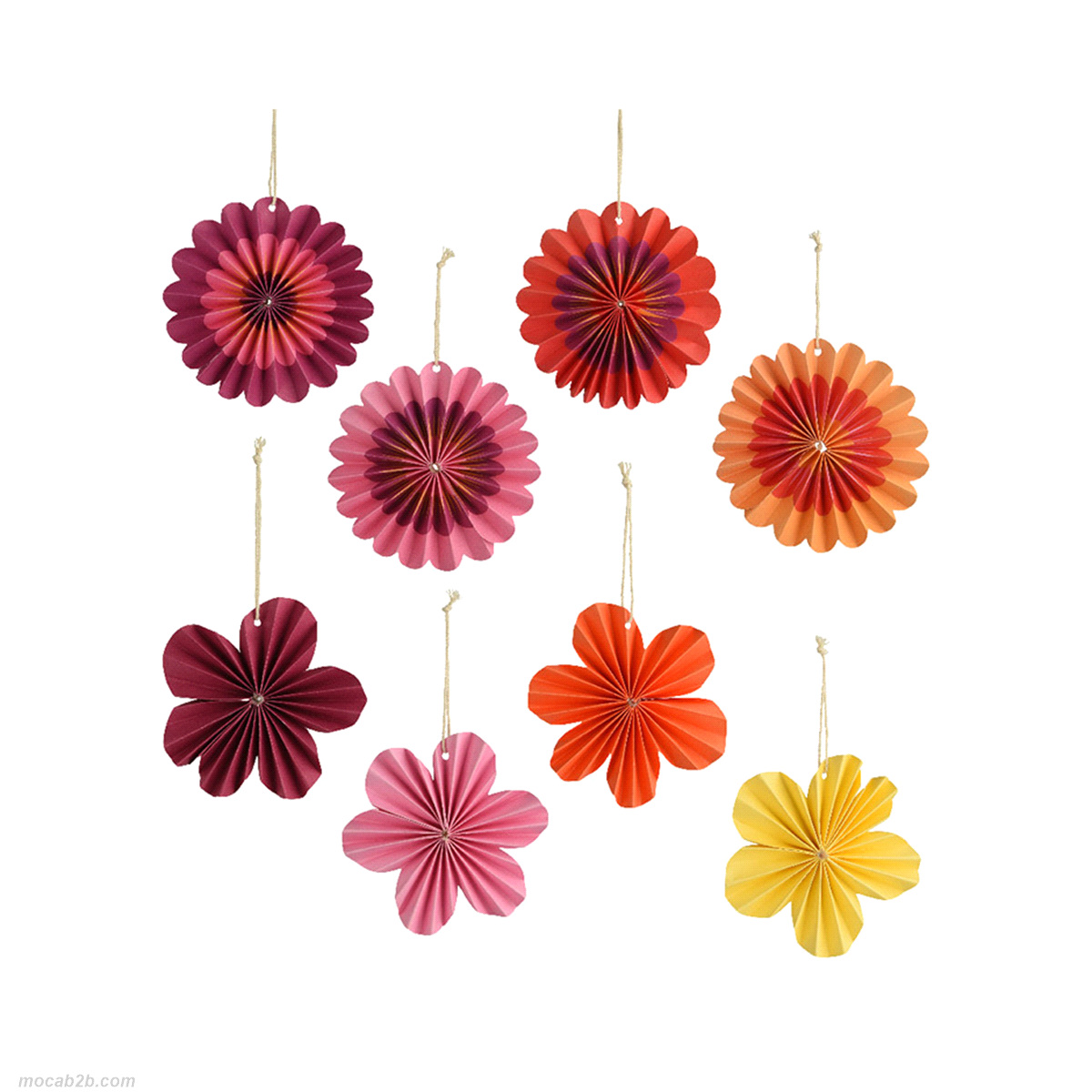 Fiore decorativo in carta da appendere in colori assortiti. Misure: diametro 10,50cm. 