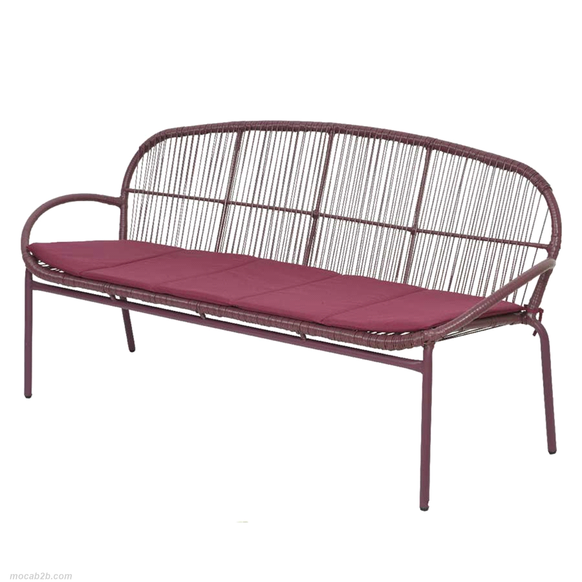 Panca salento porpora in vimini da esterno. Misure: 174x68 h. 85cm. 