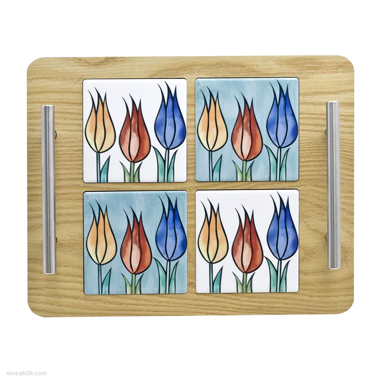 VASSOIO TULIPANI CON 4 MATTONELLE 