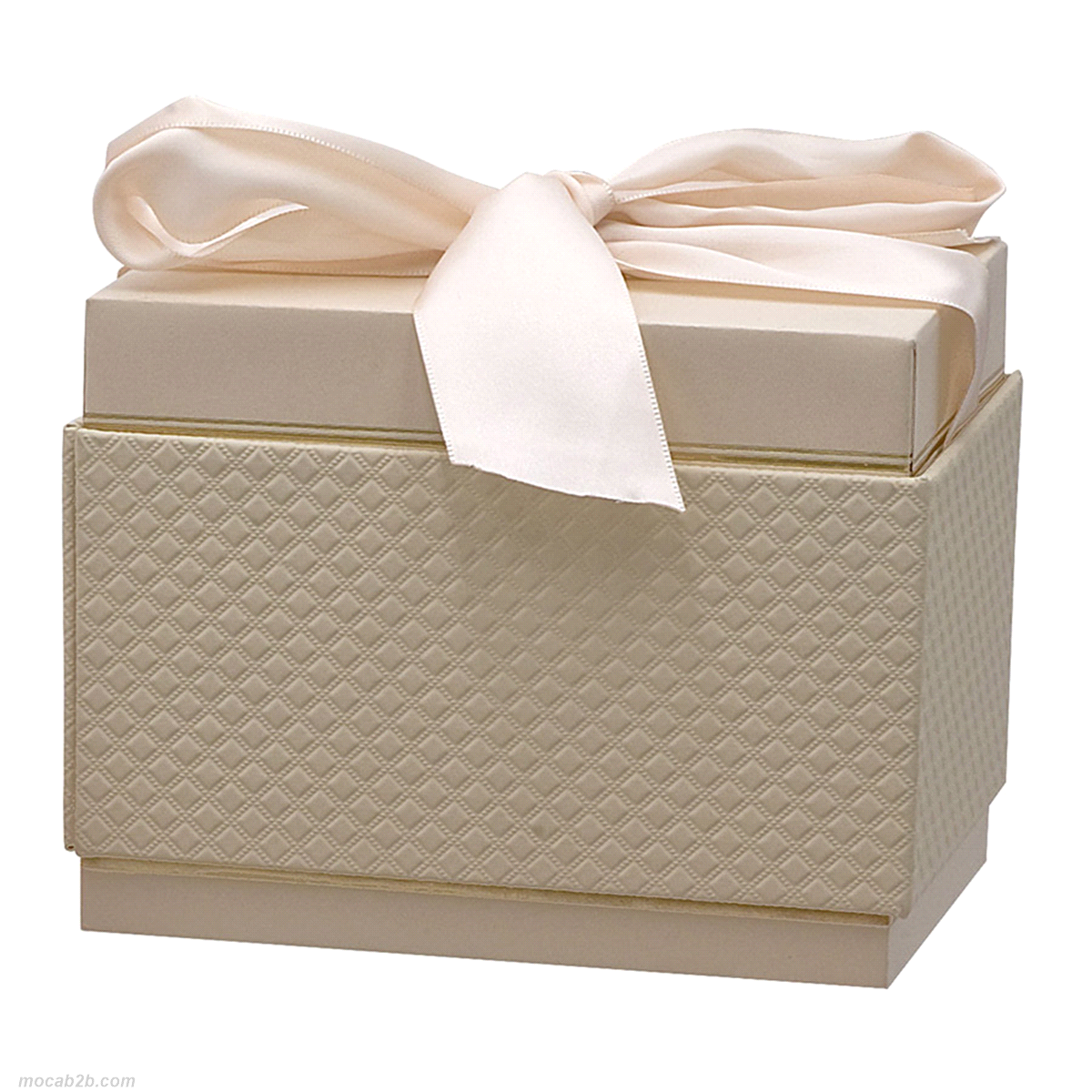 SCATOLA RETTANGOLARE AVORIO CON FIOCCO 15x10x12 