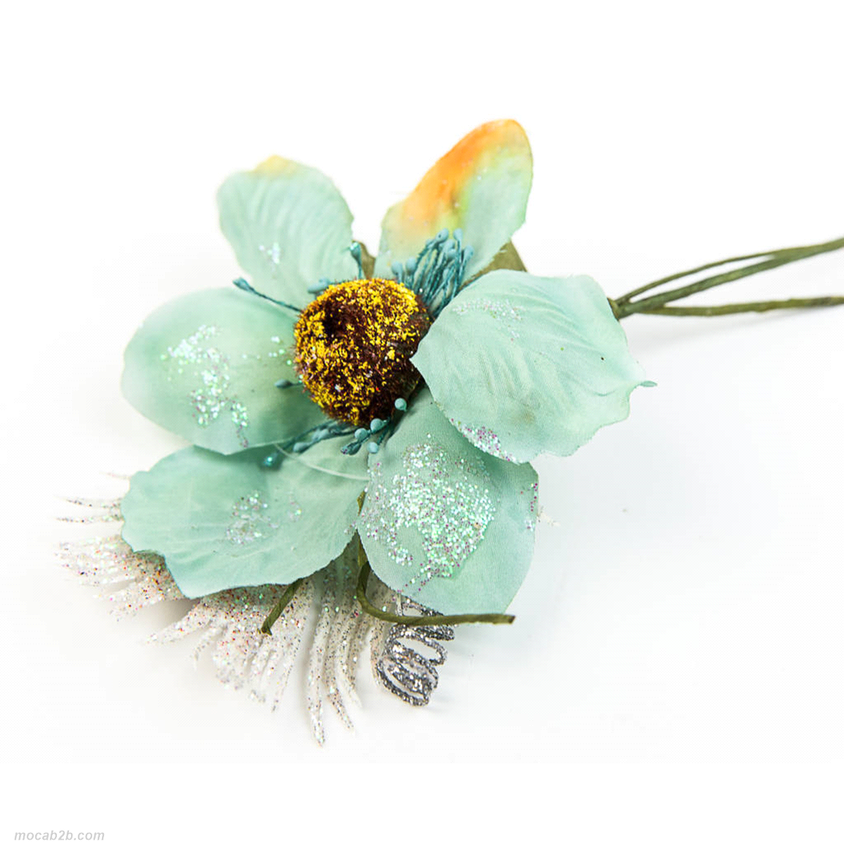 PICK FIORE VERDE C/PIUMA GLITTER 