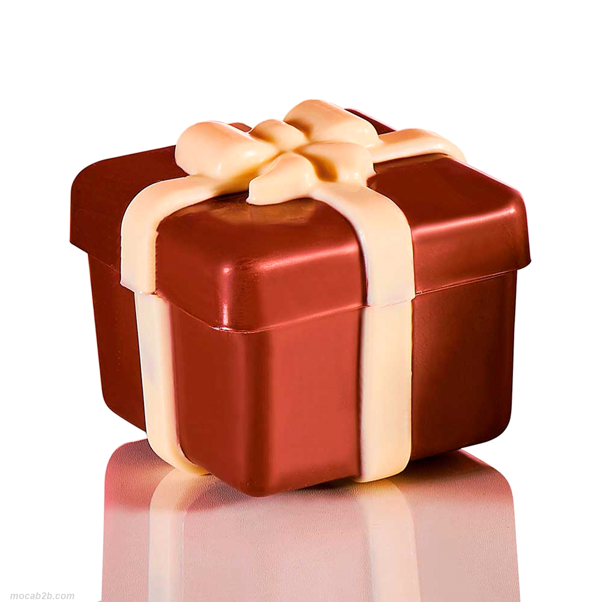 Stampo in plastica termoformato pensato per creare una confezione regalo di Natale da farcire con praline e altri dolci, perfetta per arricchire le vetrine di pasticceri e cioccolatieri. 