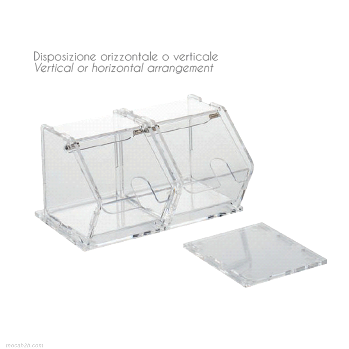 2 contenitori impilabili multiuso trasparenti per esposizione granelle 