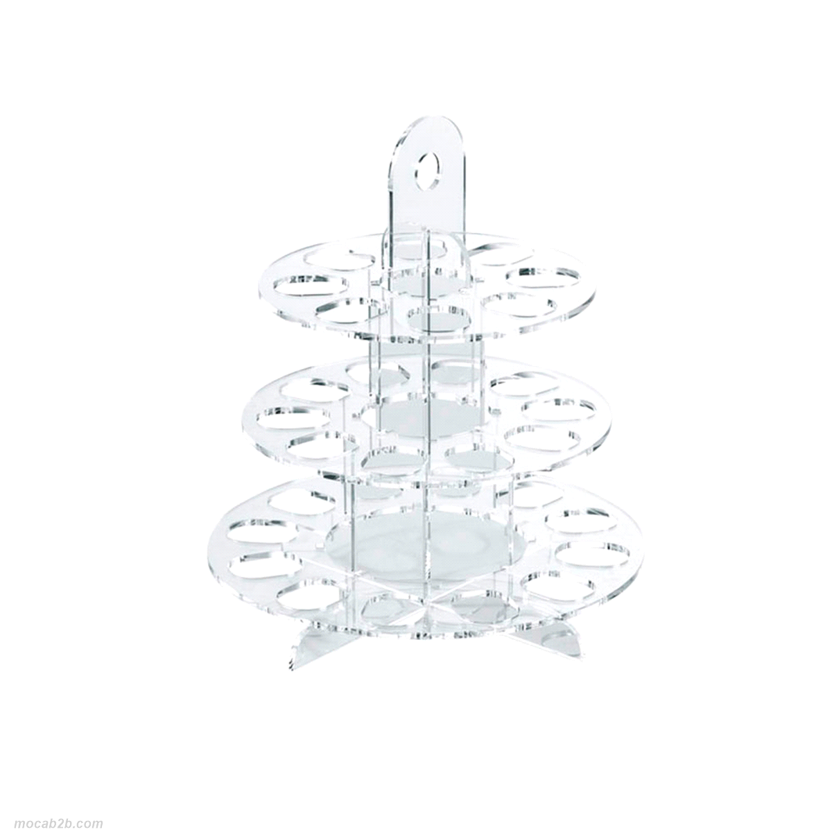 Espositore portamacaron a torre in plexiglas trasparente da 30pz. Misure:dia. 24 h.28cm. 