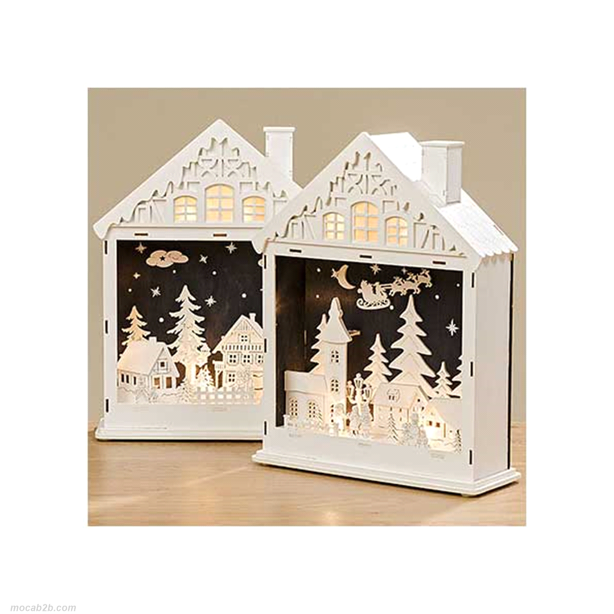 CASETTA LUCI LED ASS LEGNO 28cm 