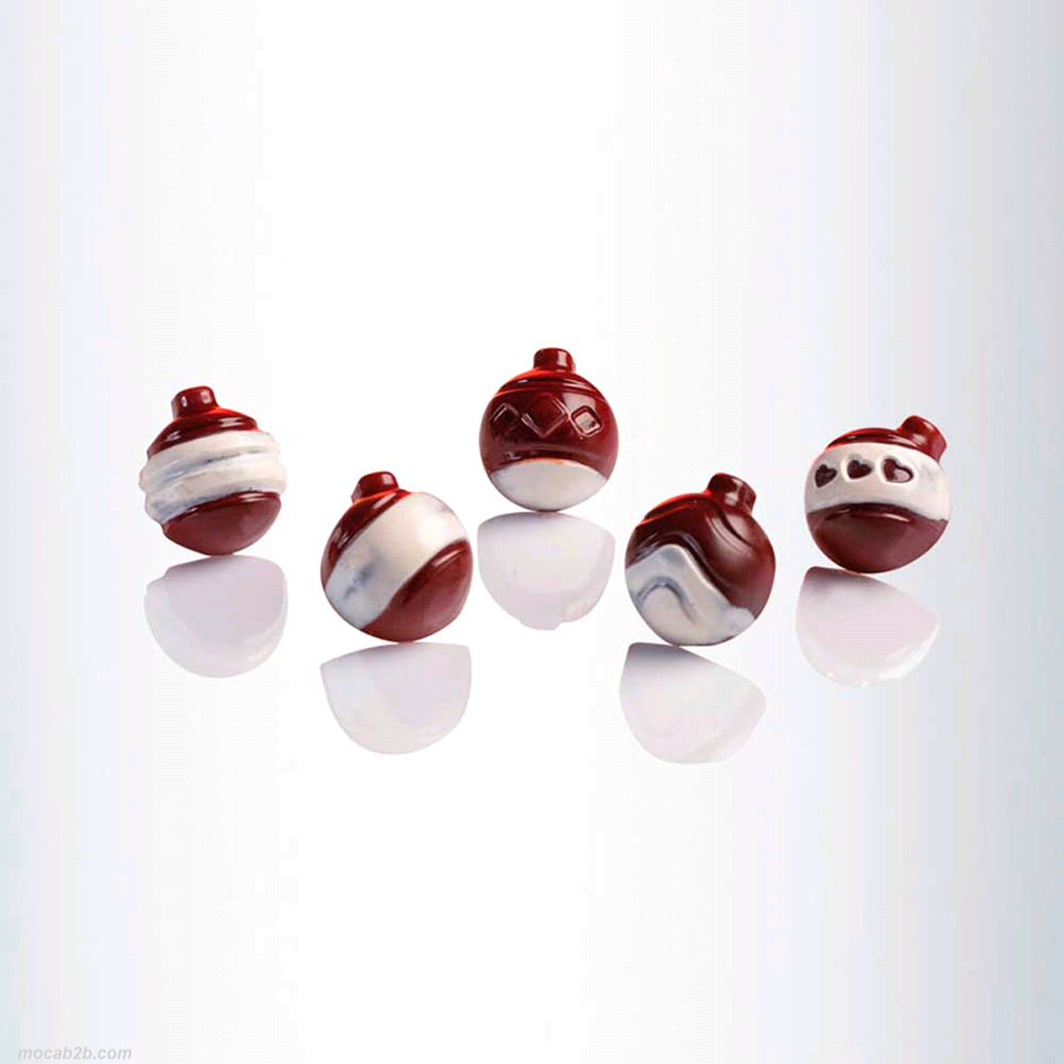 Stampo in policarbonato per praline a forma di palline di Natale. 