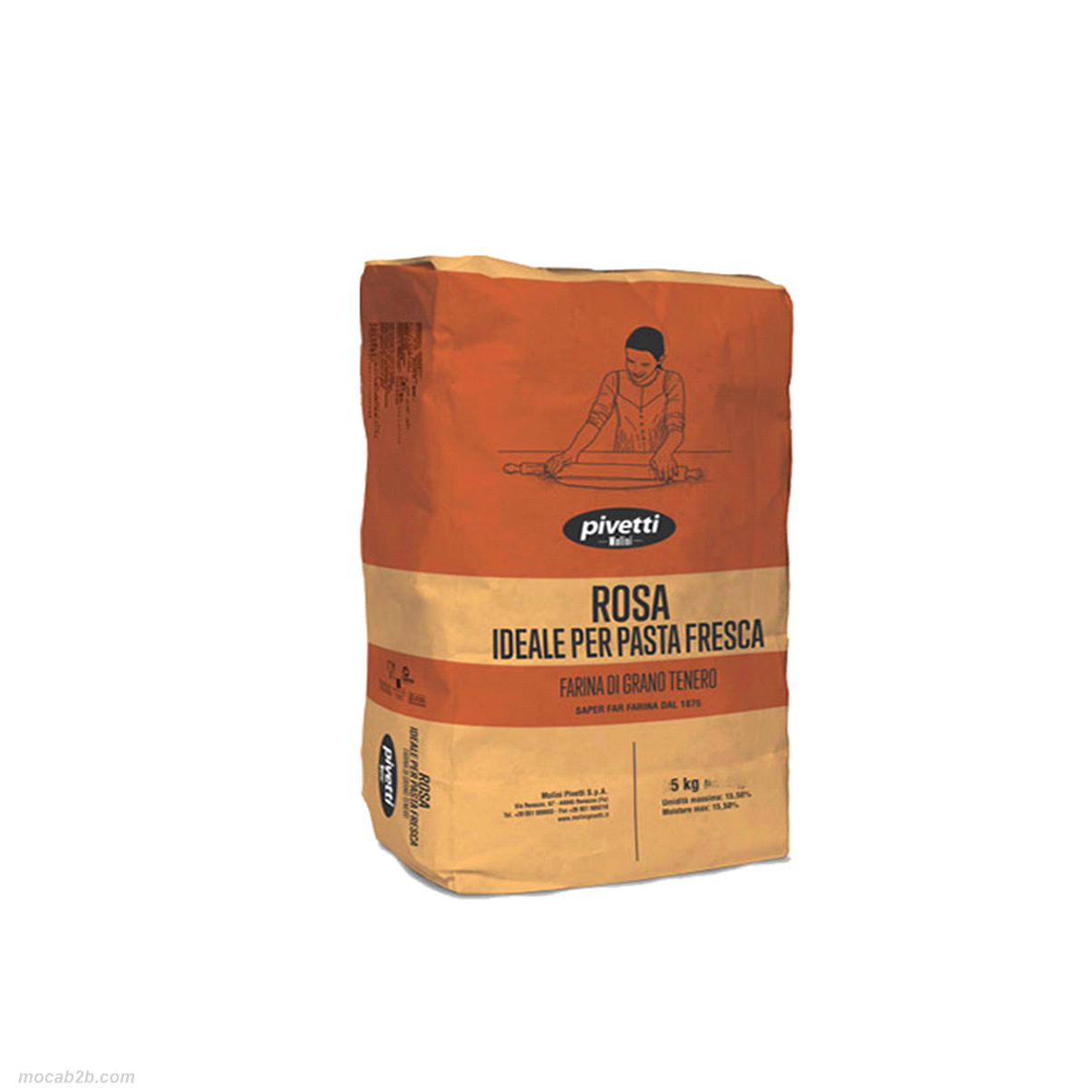 FARINA ROSA PIVETTI pensata per la produzione di pasta fresca tradizionale. Consente di ottenere impasti all’uovo sempre gialli e brillanti, mantiene anche dopo giorni senza mai ingrigire. 