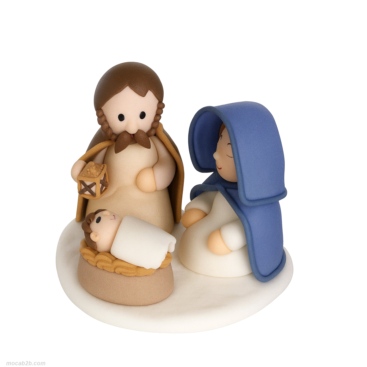 Sacra Famiglia in zucchero. Dimensioni: 6,5XH.5cm.  Non contiene coloranti azoici aggiuntivi. 