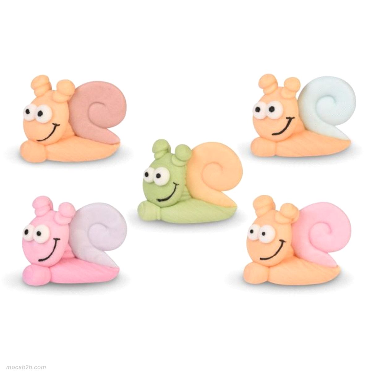 Lumache in zucchero assortite diametro 3,5. Gluten free. Non contiene coloranti azoici aggiuntivi. 