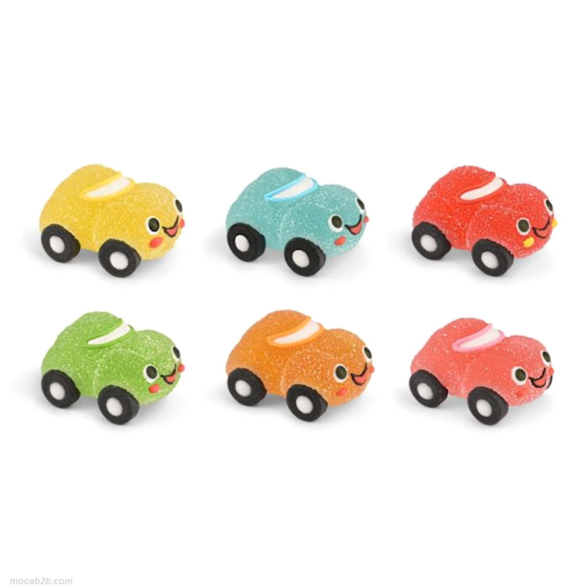 Macchinine in gelatina e zucchero assortite cm.6. Gluten free. Non contiene coloranti azoici aggiuntivi. 