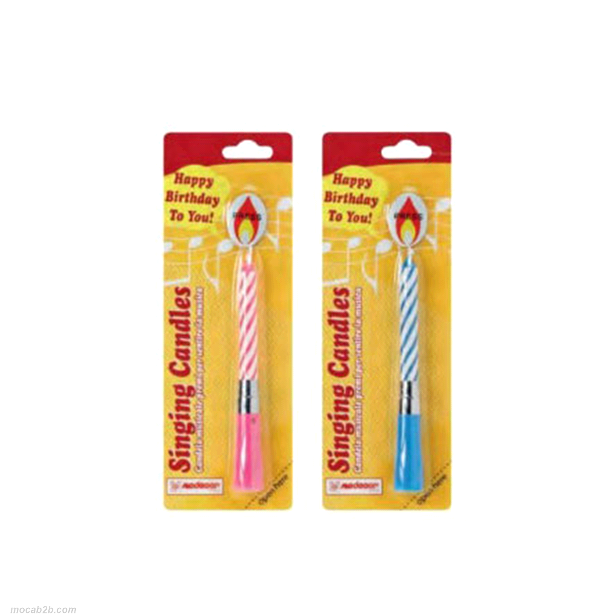 Candelina musicale assorita azzurra o rosa, premi e senti la musica "happy birthday to you". Altezza: 11 cm 