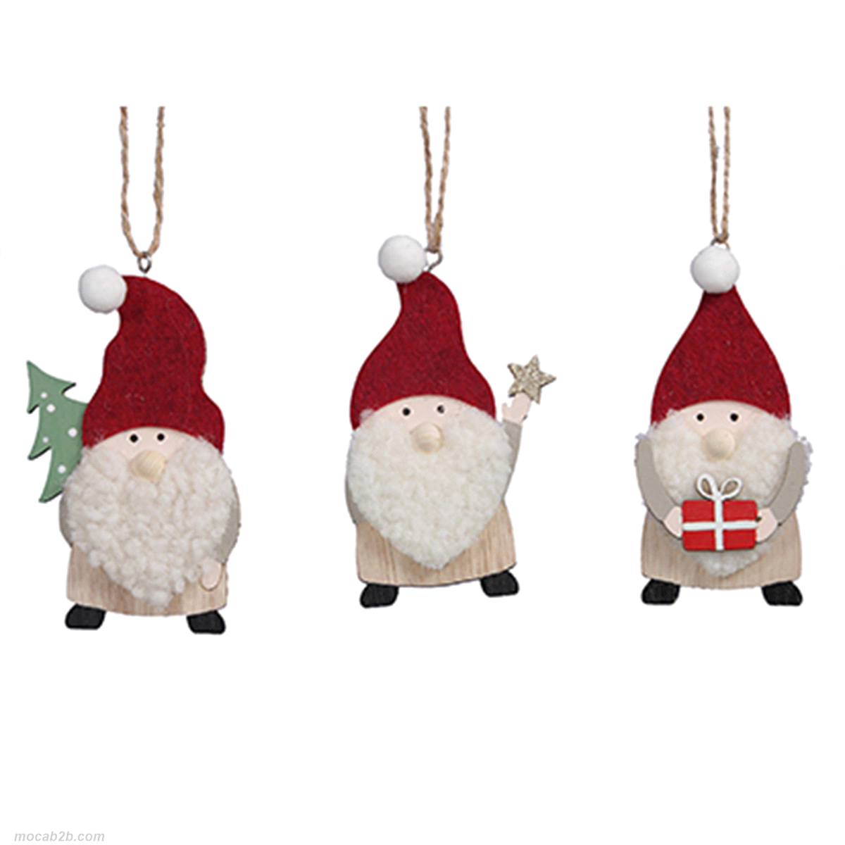 BABBO NATALE ROSSO IN LEGNO/FELTRO IN 3 MODELLI ASSORTITI h.10x6pz 