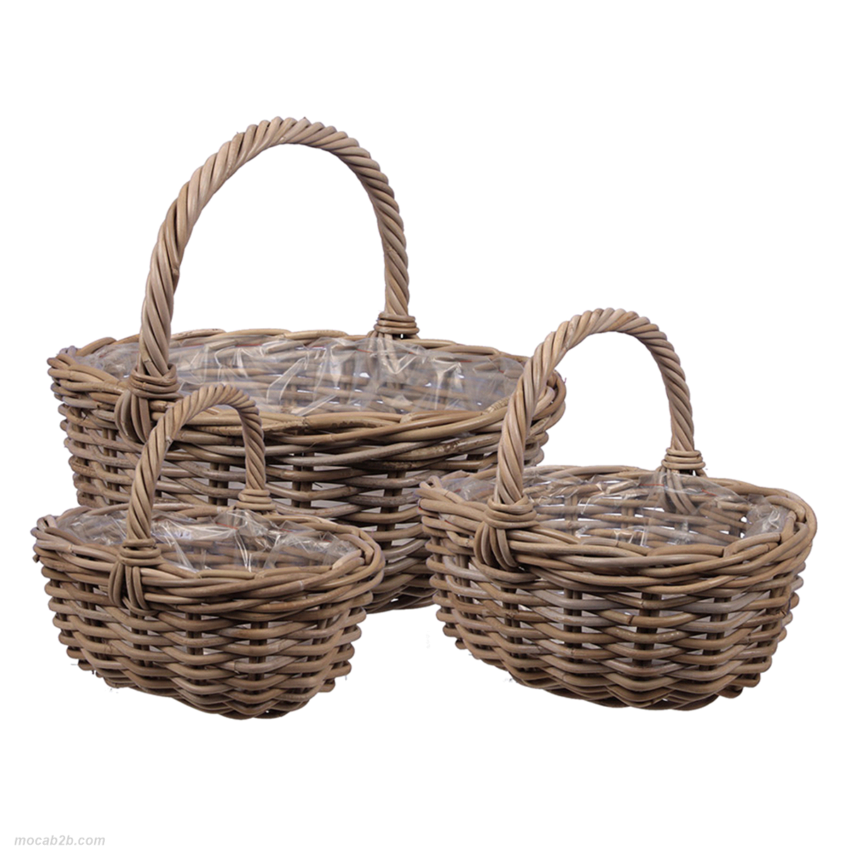 SET 3 CESTI KUBU NATURALI CON MANICO @30/36/46cm 