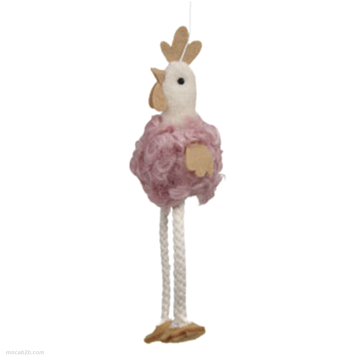 GALLO ROSA IN TESSUTO DA APPENDERE h.17cm x4pz 