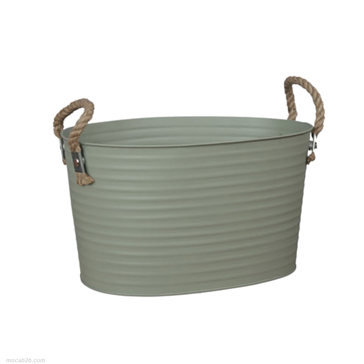 SECCHIO METALLO VERDE CON MANICI IN CORDA 35x21cm 