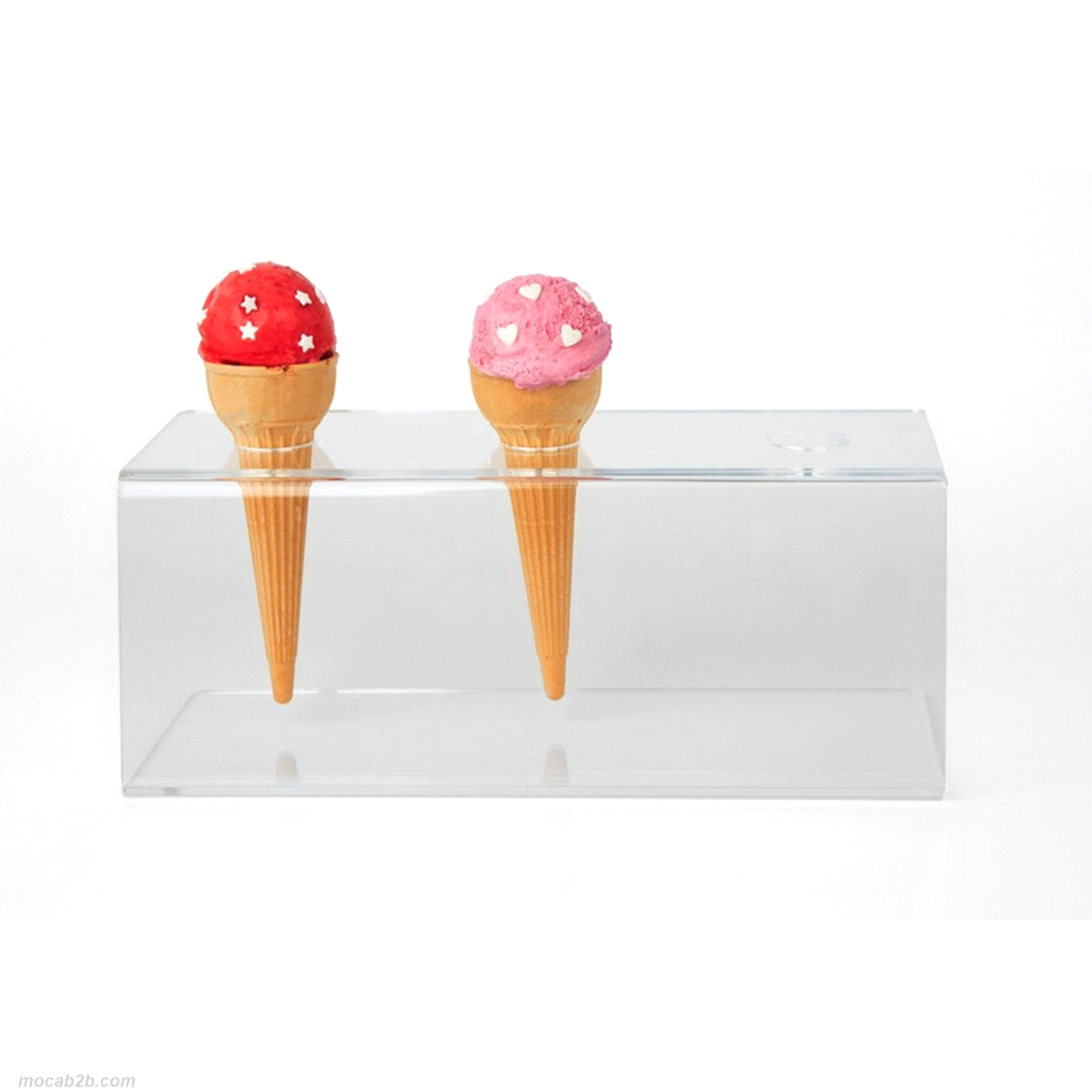 Servicono in plexiglass trasparente a 3 appoggi.
Dim. 29,5 x 10,5 x 11,9 x 12 Foro Ø 3 cm. 