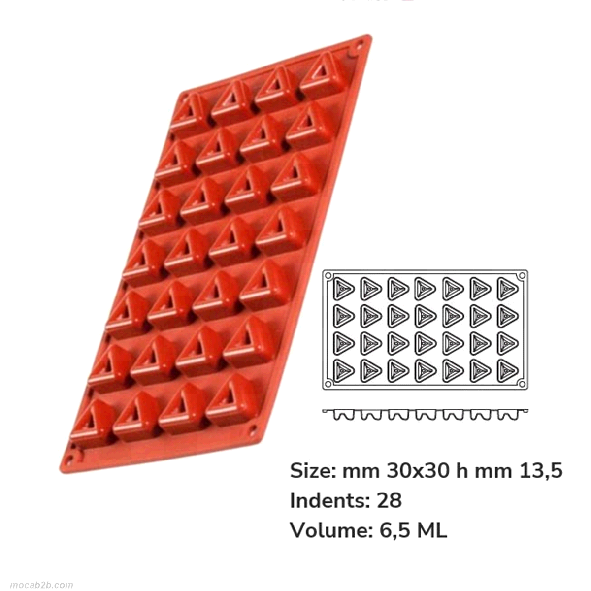 Dimensioni: mm 30x30 h mm 13,5
Impronte: 28 