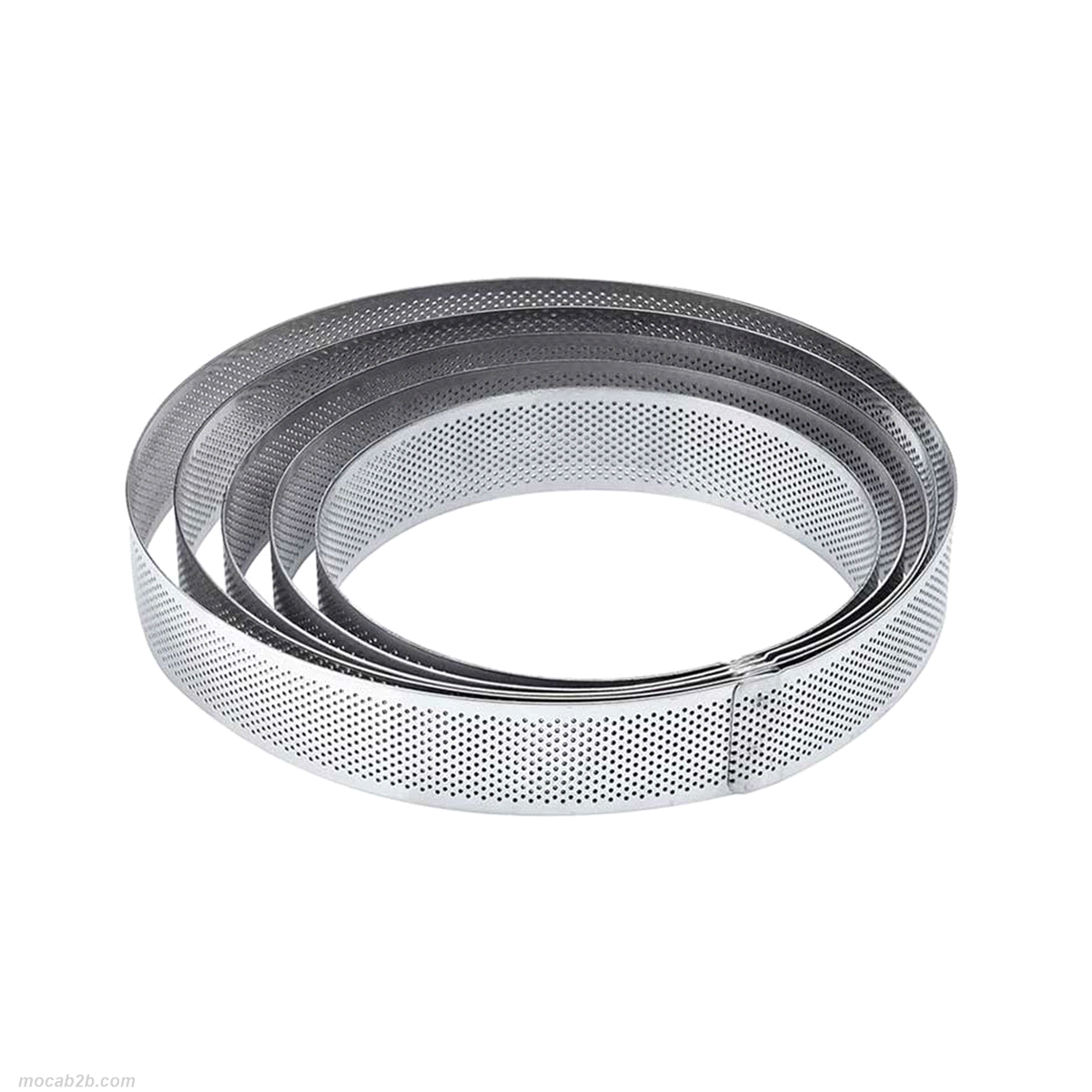 Il prodotto di punta di questo sistema sono le fasce inox microforate: i microfori permettono infatti di sostenere il bordo della torta, evitandone il collasso in cottura, e una doratura ottimale dei fondi.
H 3,5 cm.
Ø 21 cm fascia inox.
Ø 20 cm crostata cotta.
10/12 porzioni. 