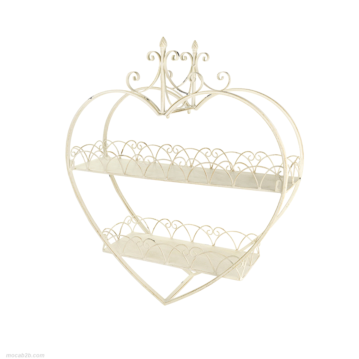 MENSOLA CUORE CREMA METALLO 61x19x68cm 