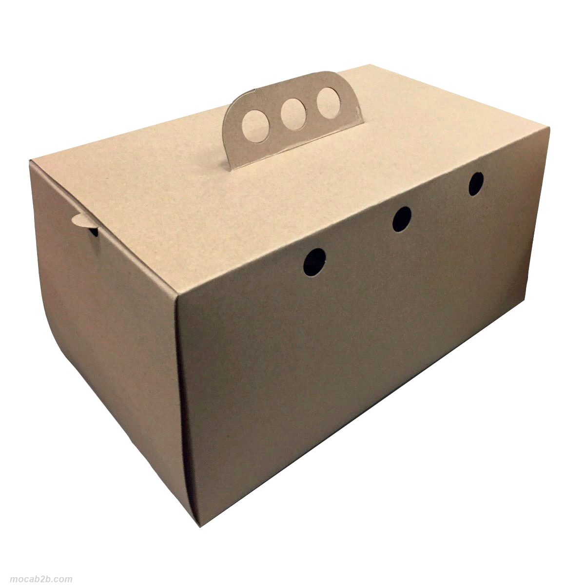 Scatola asporto con manici in cartoncino. 