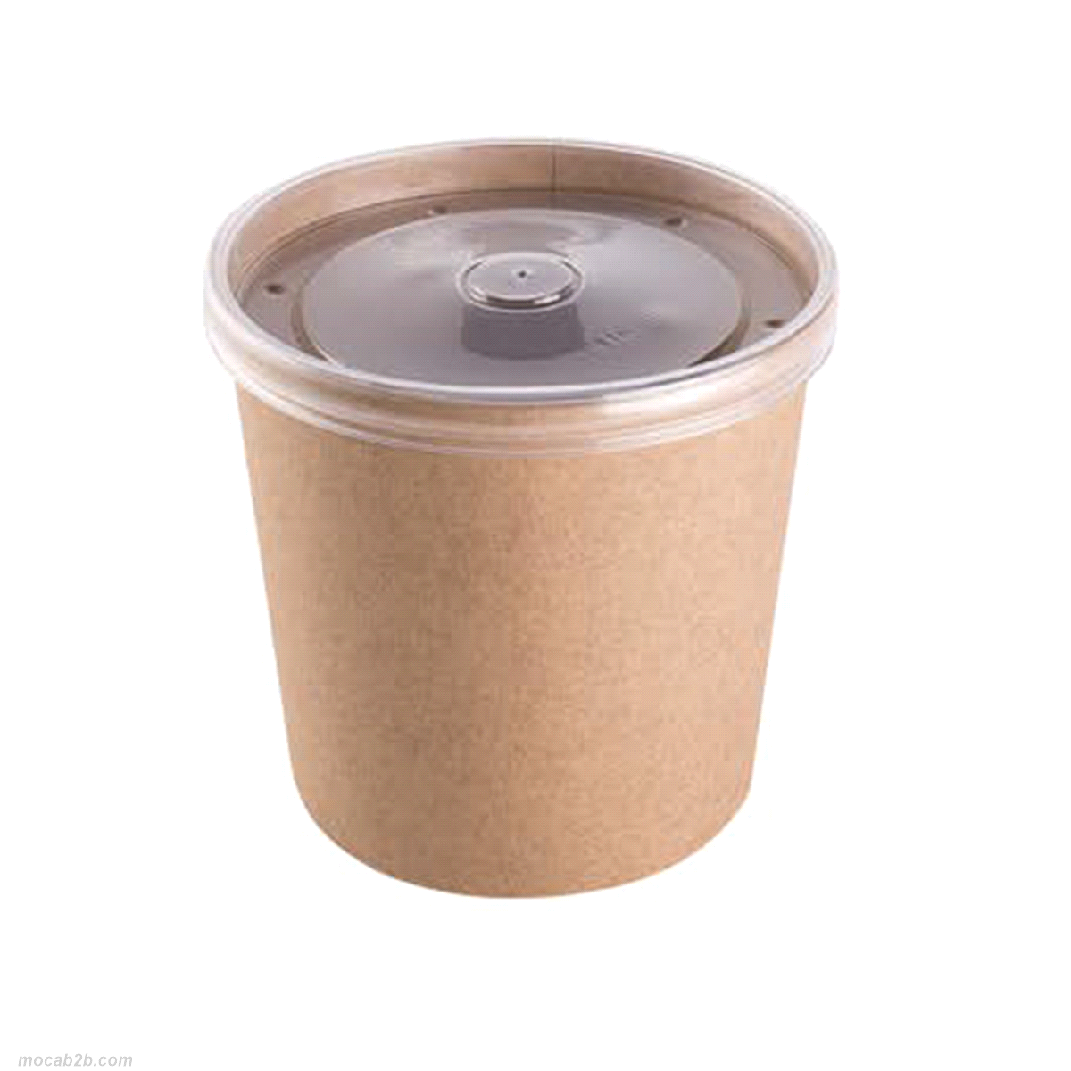 Contenitore 70x85mm 340ml, avana con coperchio trasparente. Idoneo all’utilizzo di cibi con alto contenuto di acqua e grassi. 