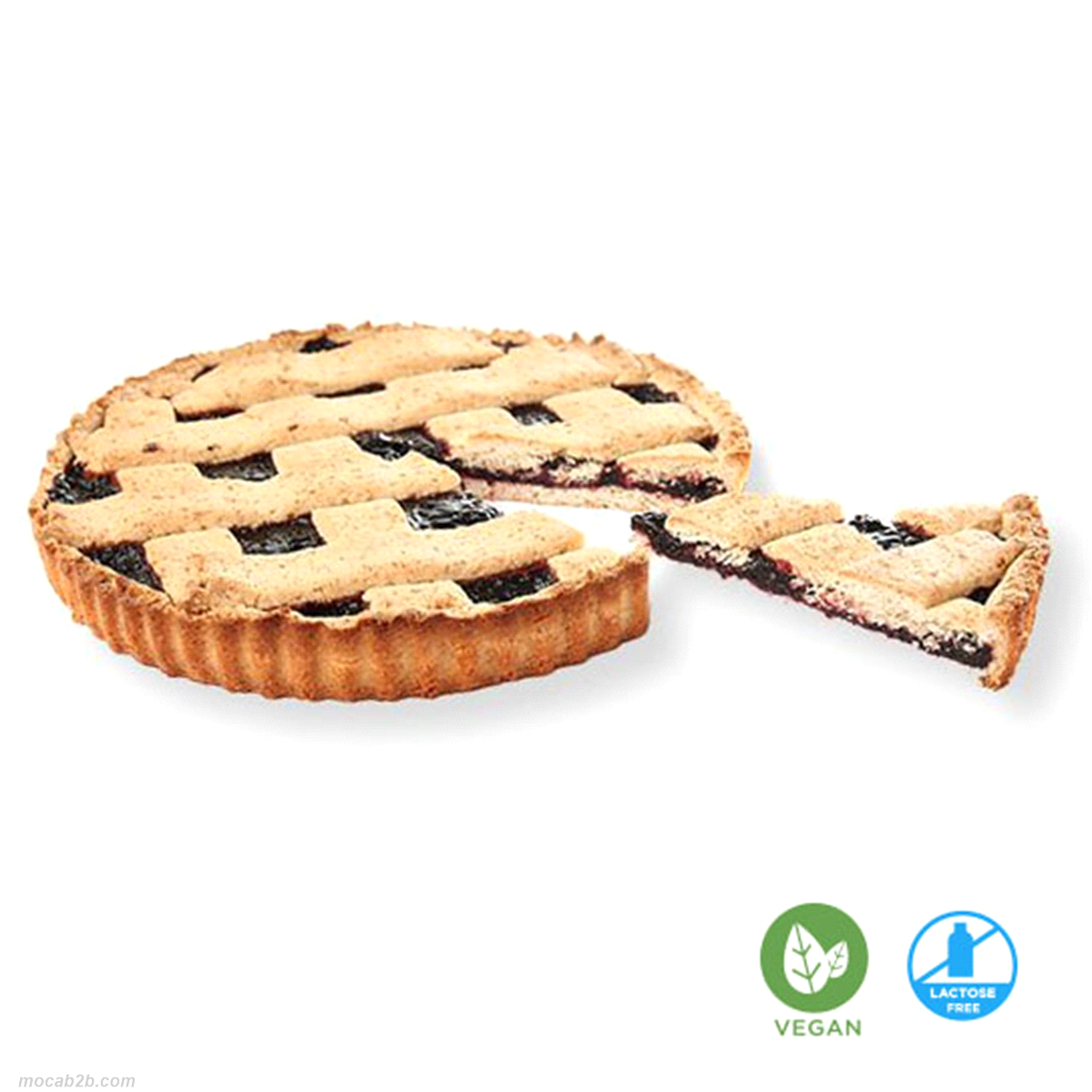 Tipica crostata ai frutti di bosco in versione vegana e senza lattosio per rispondere ai nuovi stili di alimentazione. Crostata vegana senza lattosio. impasto con farina di farro 25,5% e farina integrale 12,5% e 40% di ricca confettura ai frutti di bosco.
Peso: 1000 gr.
Scongelamento: 2/3h a T.amb. 
 