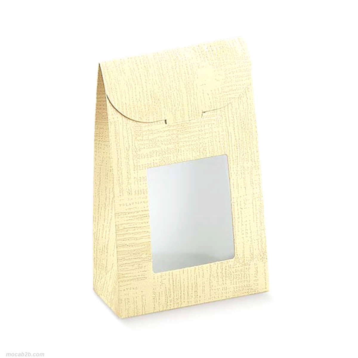 Scatola in cartoncino teso, con finestra in pvc trasparente, per contenere praline, prodotti dolciari.
 