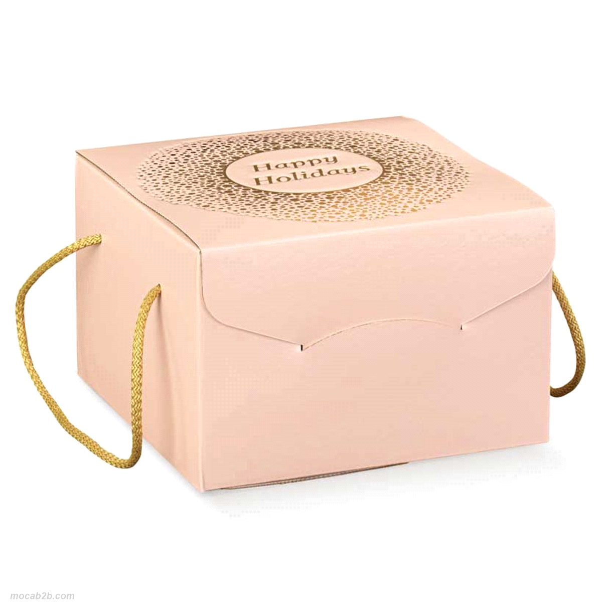 Scatola in cartone accoppiato per confezionare prodotti enogastronomici vari. Viene fornita con 2 cordini in cotone di 65cm., dotati di capocorda, per un inserimento automatico nei 4 fori predisposti nella scatola.
 