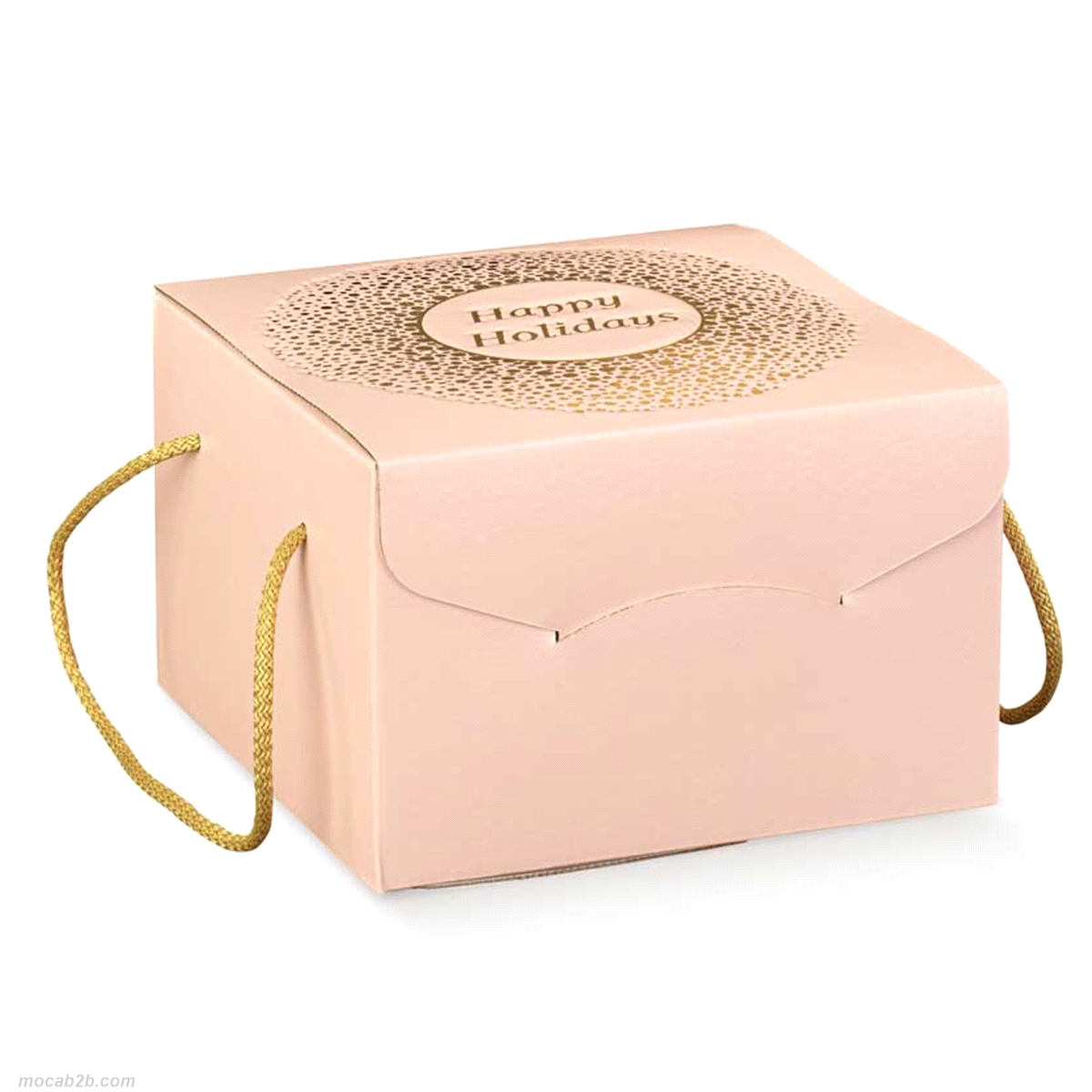 Scatola in cartone accoppiato per confezionare prodotti enogastronomici vari.Viene fornita con 2 cordini in cotone di 65cm. dotati di capocorda, per un inserimento automatico.
 