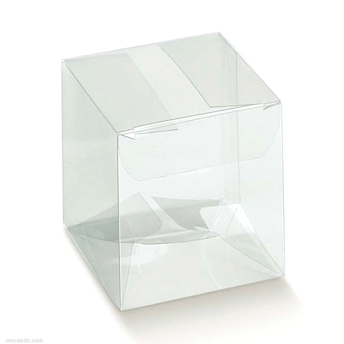 Scatola trasparente con fondo ad incastro. Adatta a contenere oggetti e prodotti dolciari.
 