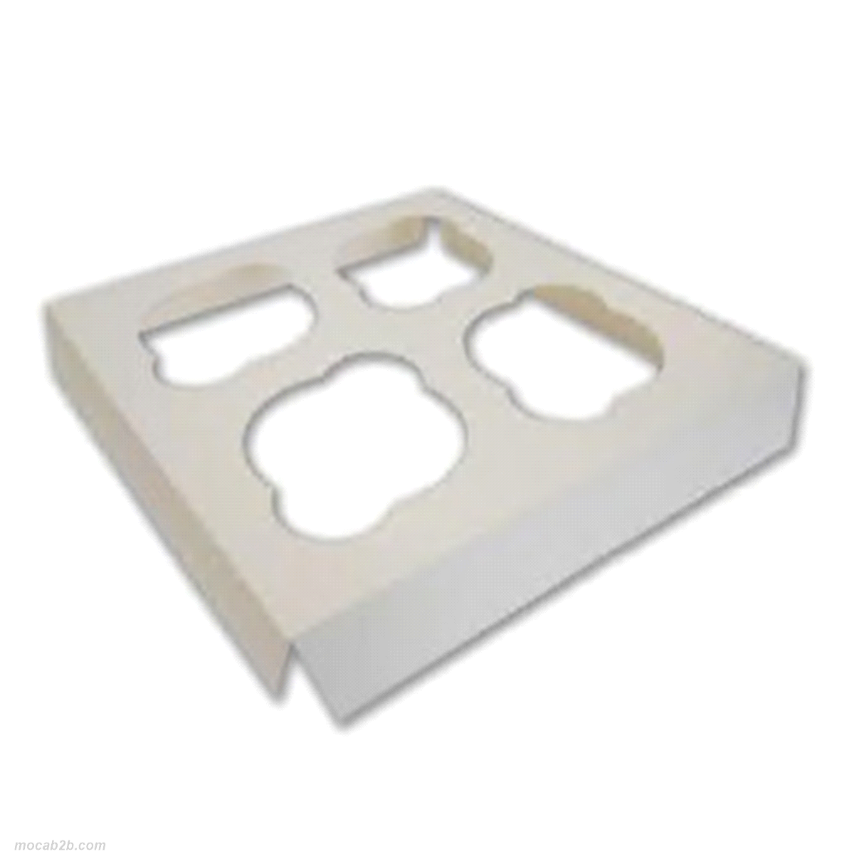 Inserto bianco con 4 fori per confezione porta muffin. 
