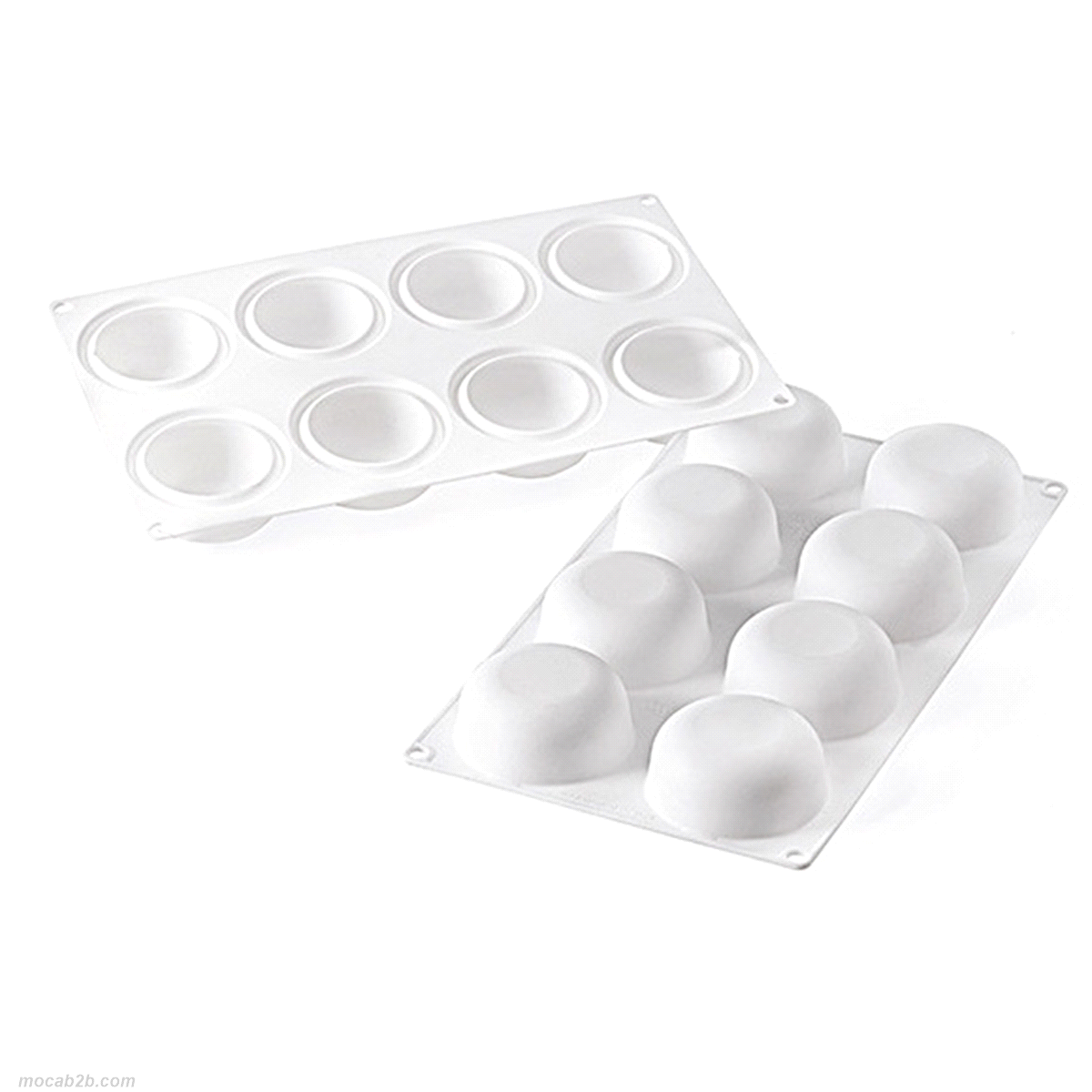 Lo stampo è dotato di una speciale bordatura che permette di ottenere monoporzioni dalla forma arrotondata. 