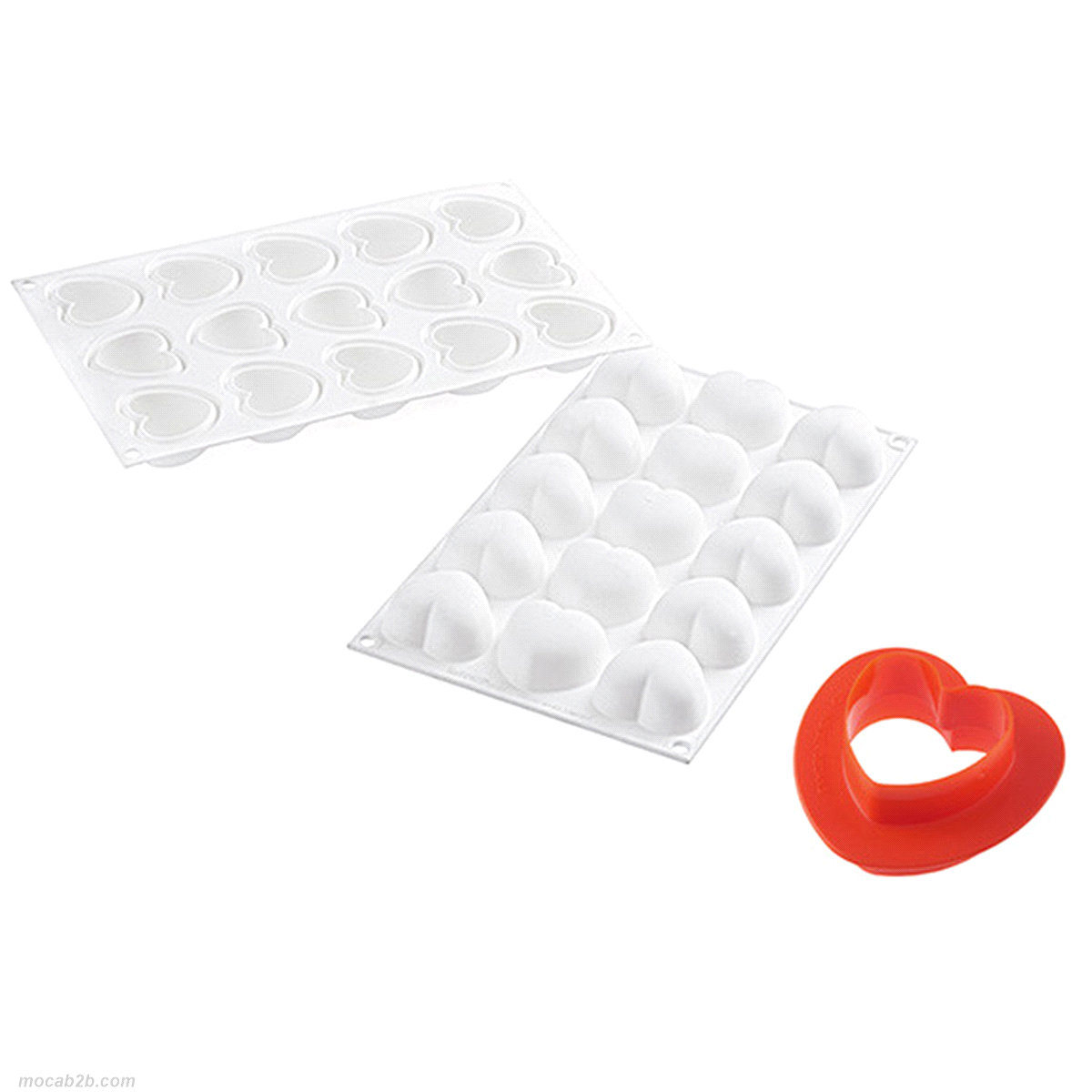 Stampo in silicone per realizzare mignon a forma di cuore dal volume di 30 ml. Ciascuna cavità è dotata di una speciale e innovativa bordatura sulla parte superiore, studiata per conferire alle preparazioni una particolare forma arrotondata alla base. CUPIDO30 si presta a preparazioni dolci e salate, garantendo una resistenza alla temperatura che varia da - 60°C a +230°C.;
Misure: 45x44 h 24 mm.
Volume: 15x30 ml Tot. 450 ml. 
