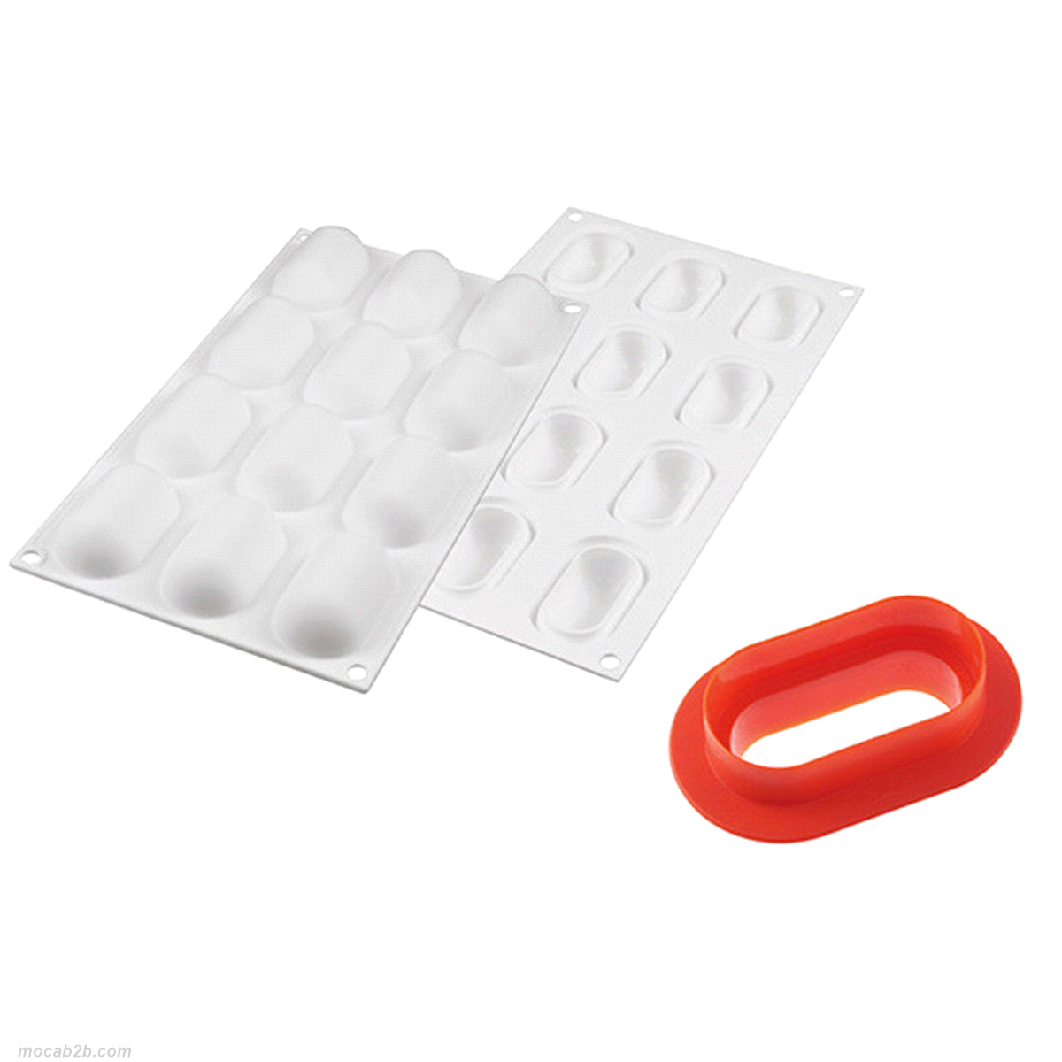 Stampo composto da 12 cavità da 30 ml ciascuna con una speciale ed innovativa bordatura sulla parte superiore che conferisce alle preparazioni una particolare forma arrotondata alla base. 