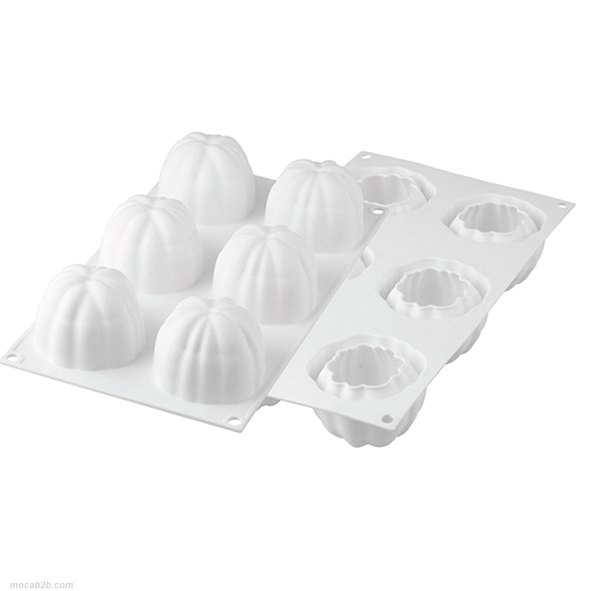 Stampo composto da 6 cavità da 120 ml ciascuna per realizzare delle porzioni individuali. Permette di realizzare semifreddi, mousse e preparazioni in cotto di dimensioni. Size Ø 68 h 52 mm, volume 120 ml x 6, tot. 720. 