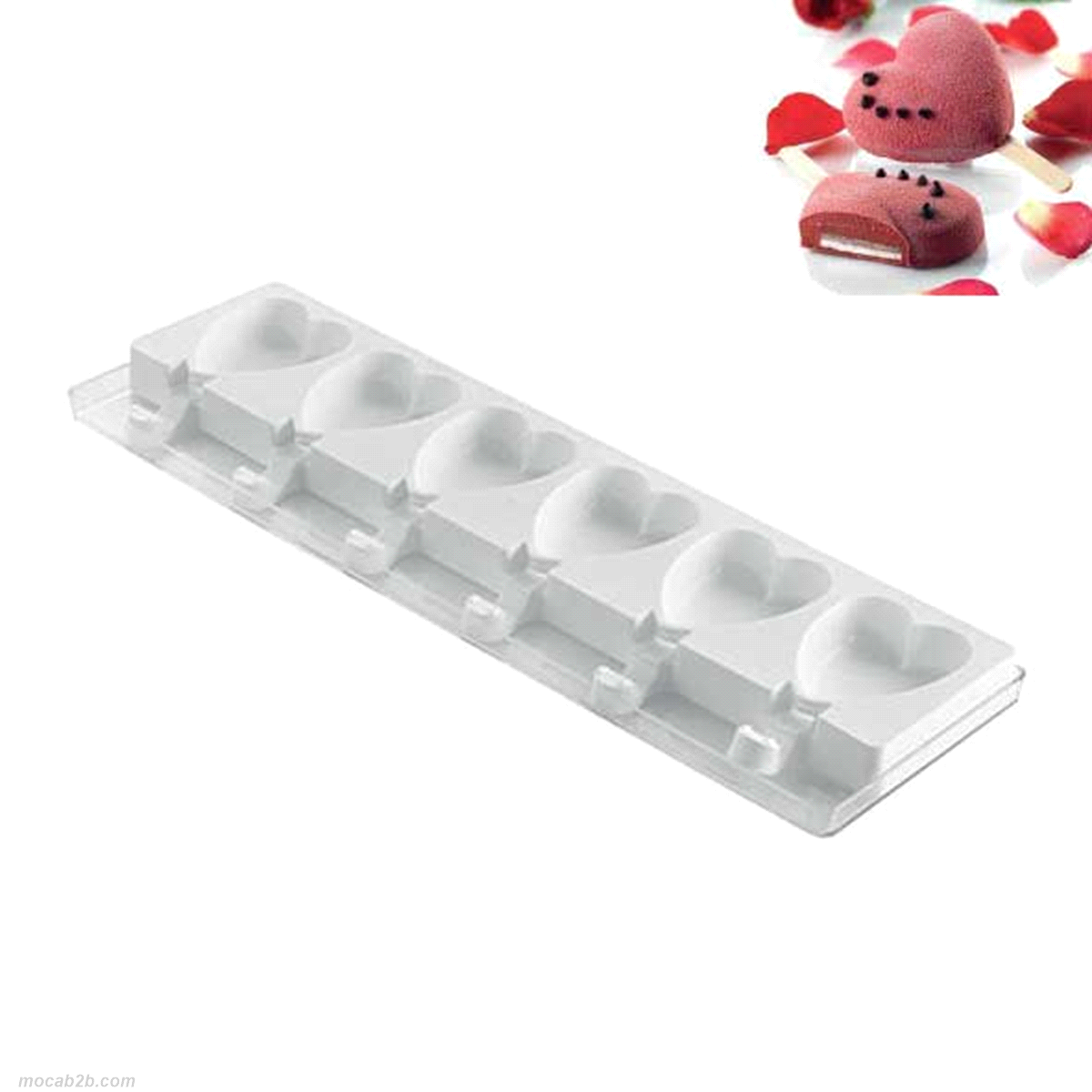 stampo per stecco mini a forma di cuore. Cavity: 6x2pz - Vol. Cavity: 90ml 