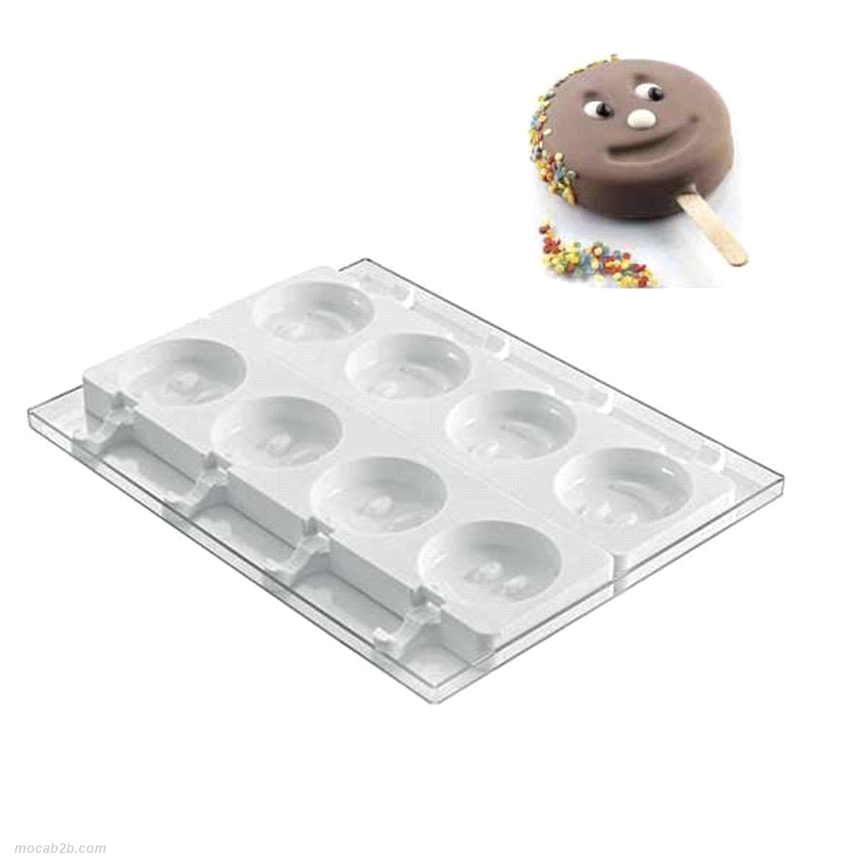 stampo per stecco a forma di smile. Cavity: 4x2pz - Vol. Cavity: 100ml 