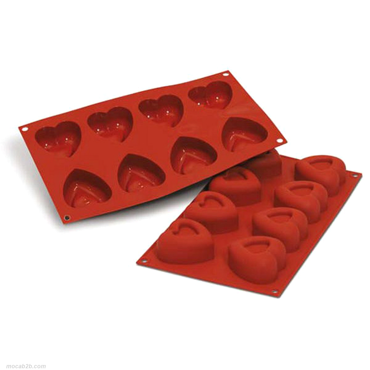 Stampo in silicone a cuore di dimensione 59mm x 60mm x h30mm. Vol. Cavità: 72ml. Cavità: 8 