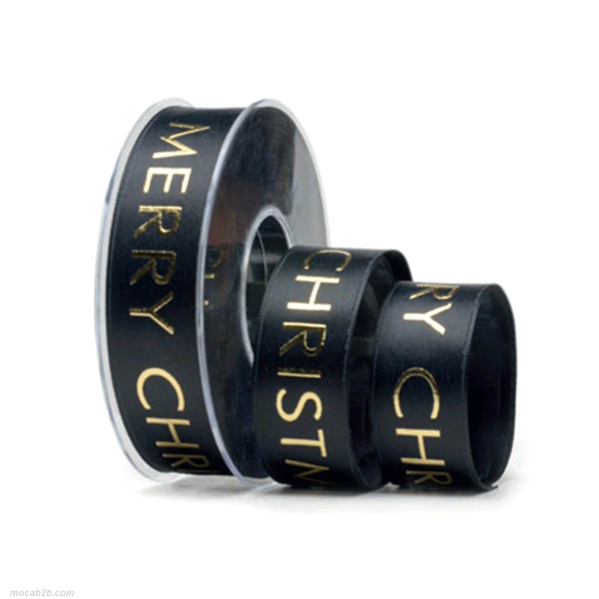 DOPPIO RASO GLAMOUR MERRY CHRISTMAS NER/ORO 25mmx15mt 