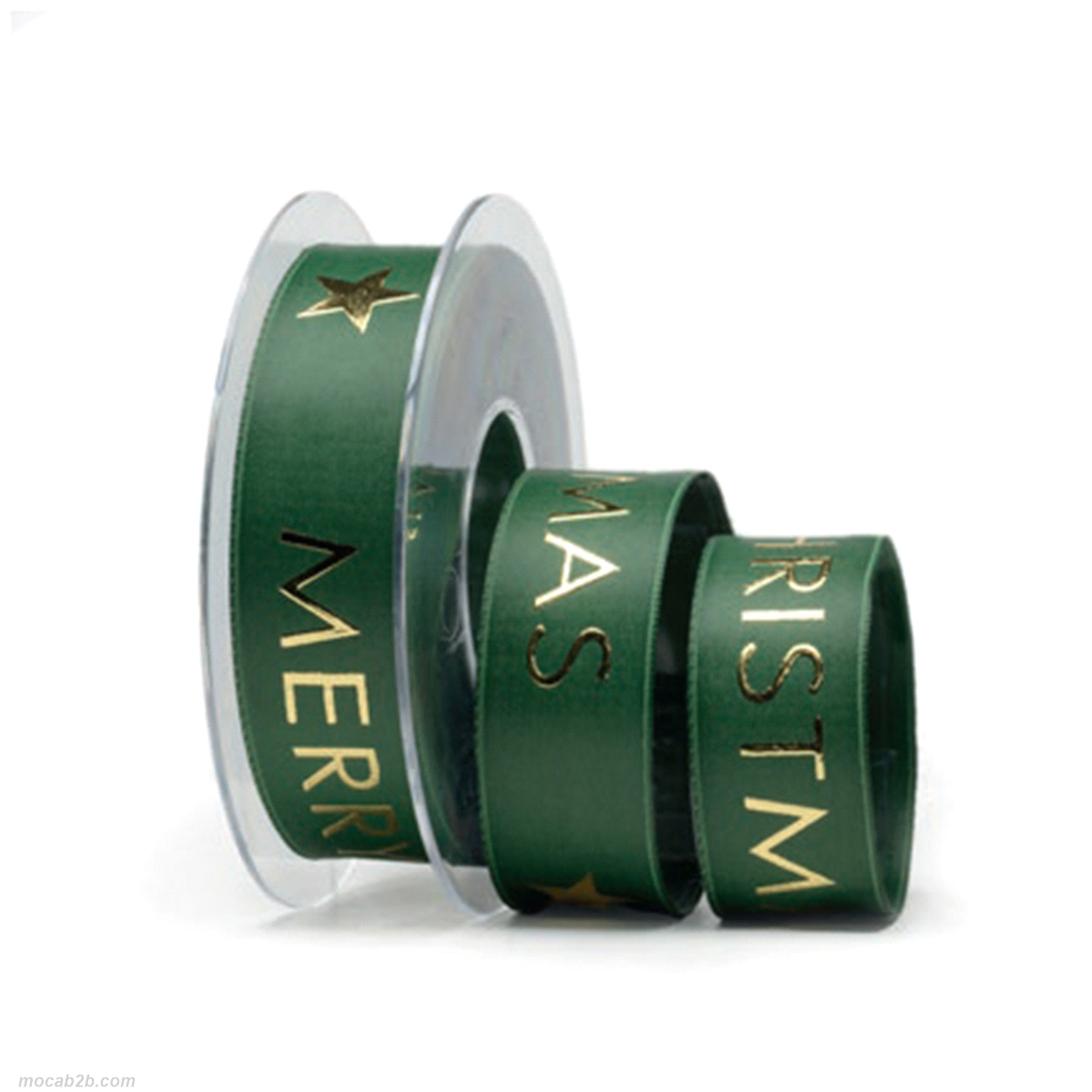 DOPPIO RASO GLAMOUR MERRY CHRISTMAS VERDE FORESTA 25mmx15mt 