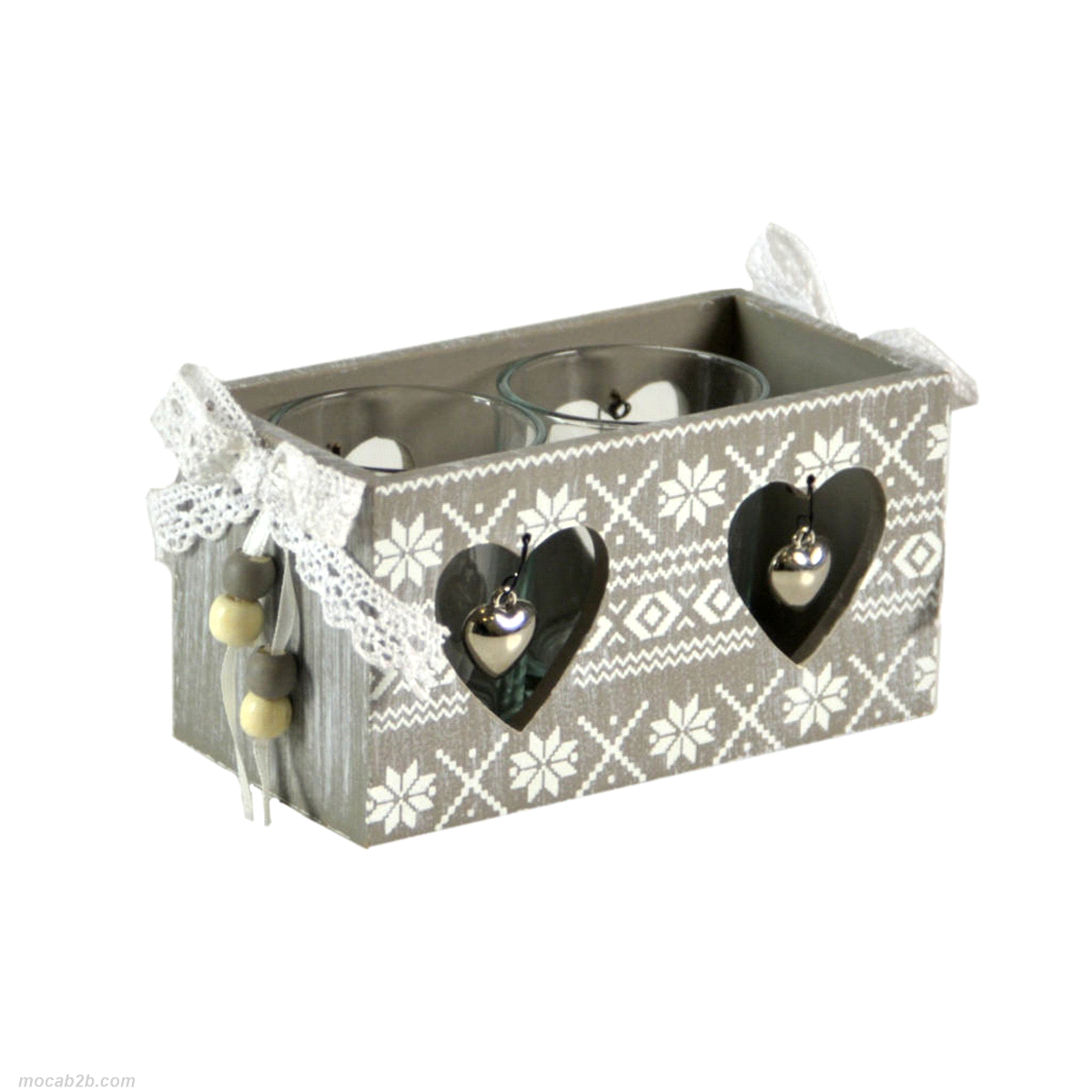 PORTACANDELA CUORI 2 POSTI 15x7h7,8 