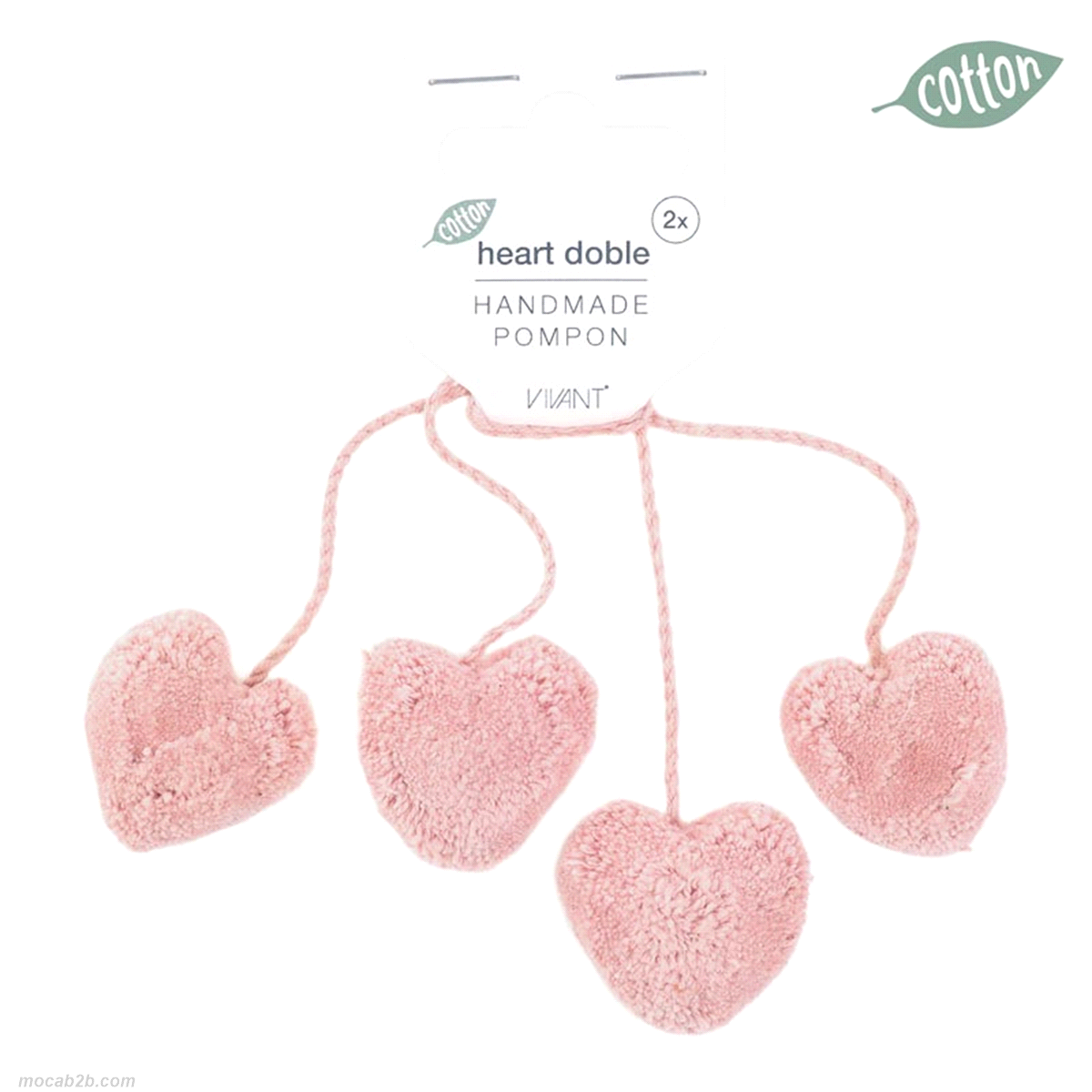 Cuoricini rosa pompon da appendere per 2pz. 